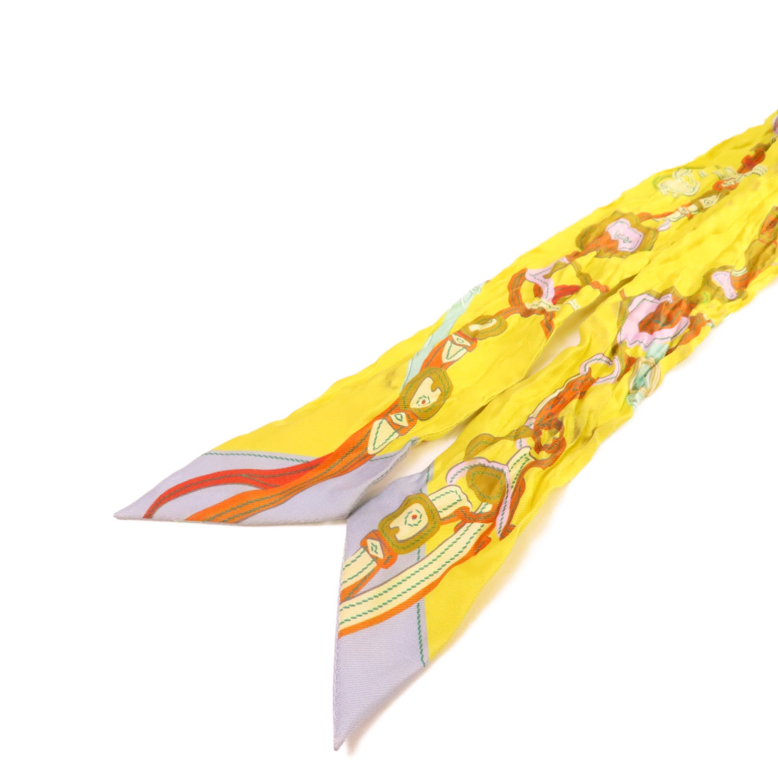 HERMES 【激減優惠】絲質Twilly Scarf絲巾黃色/綠色/彩色
