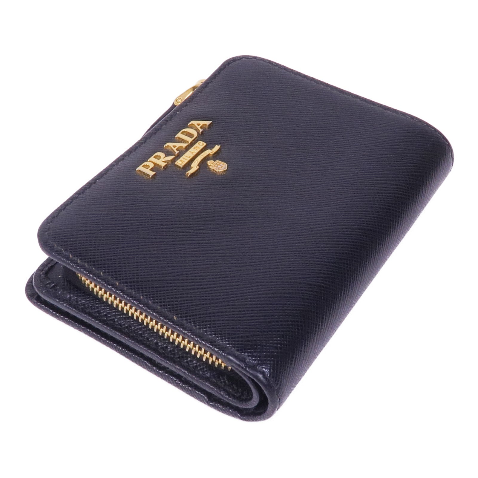 PRADA 【激減優惠】Saffiano皮革Wallet金扣錢包
