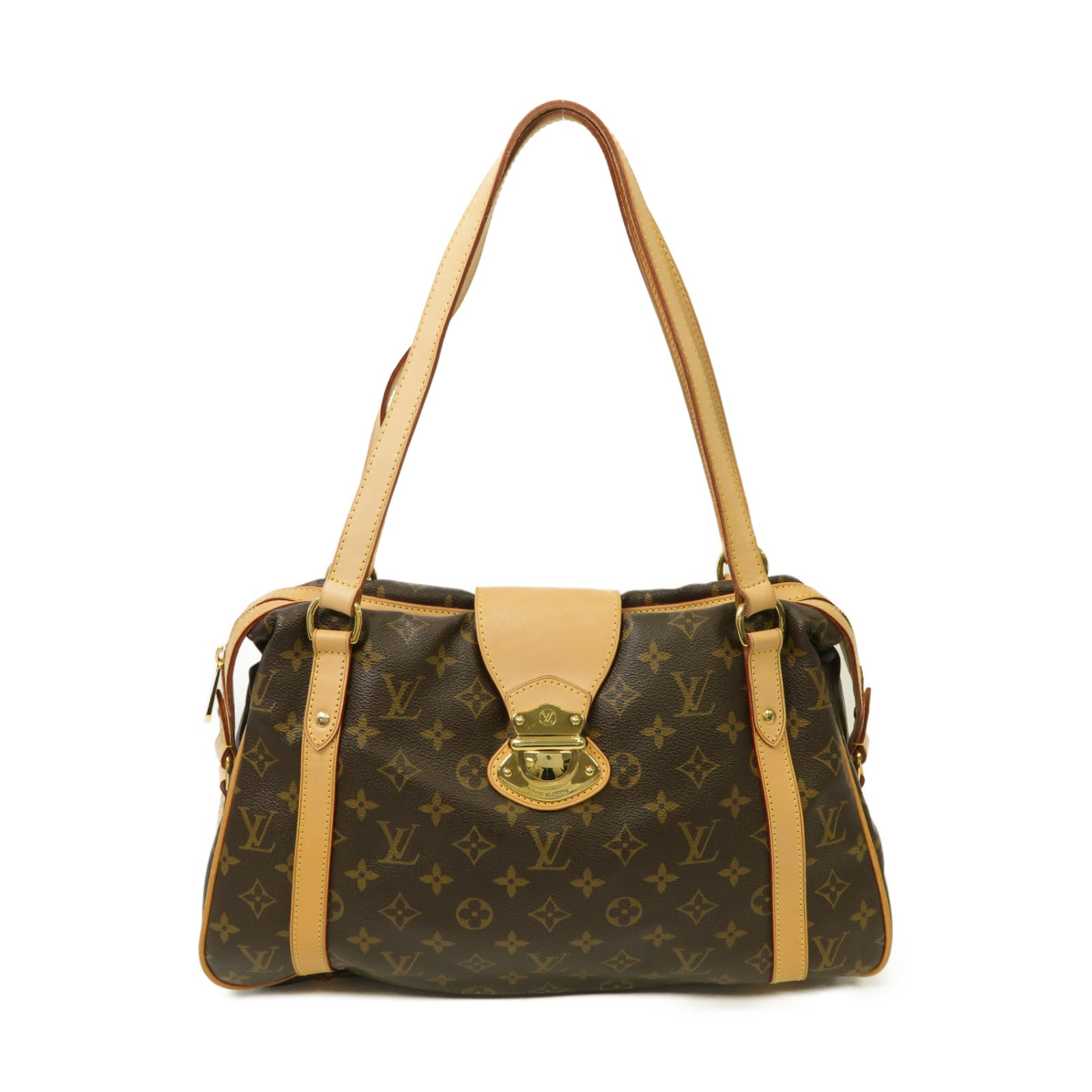LOUIS VUITTON Monogram Stresa PM金扣肩背袋棕色