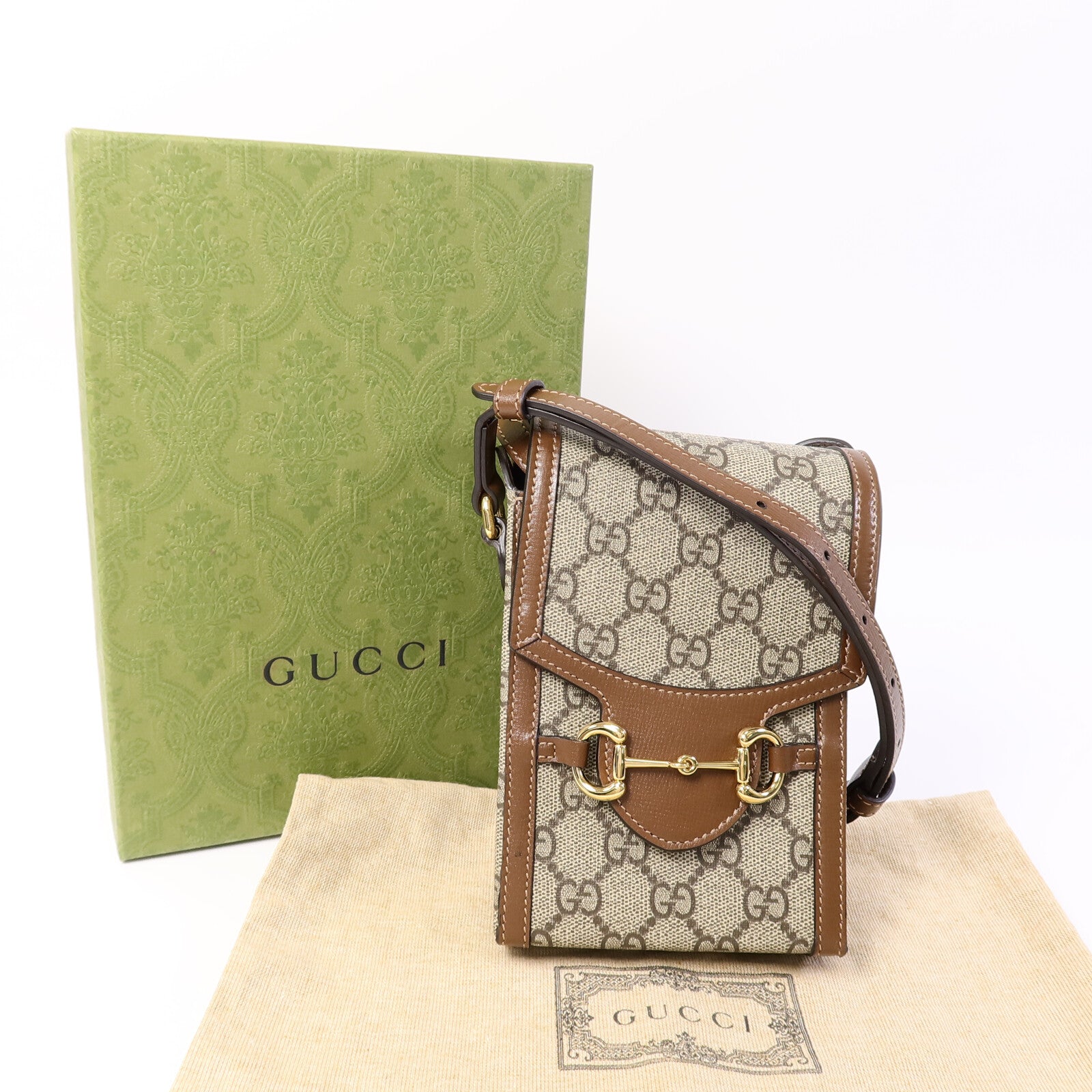 GUCCI 塗層帆布Horsebit 1955肩背袋