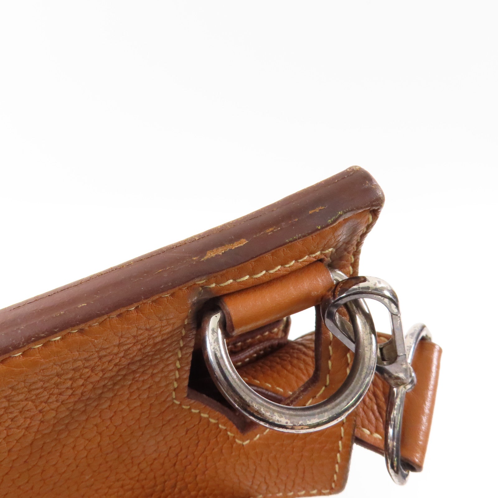 HERMES Clemence皮革Jypsiere 34銀扣肩背袋37 Gold