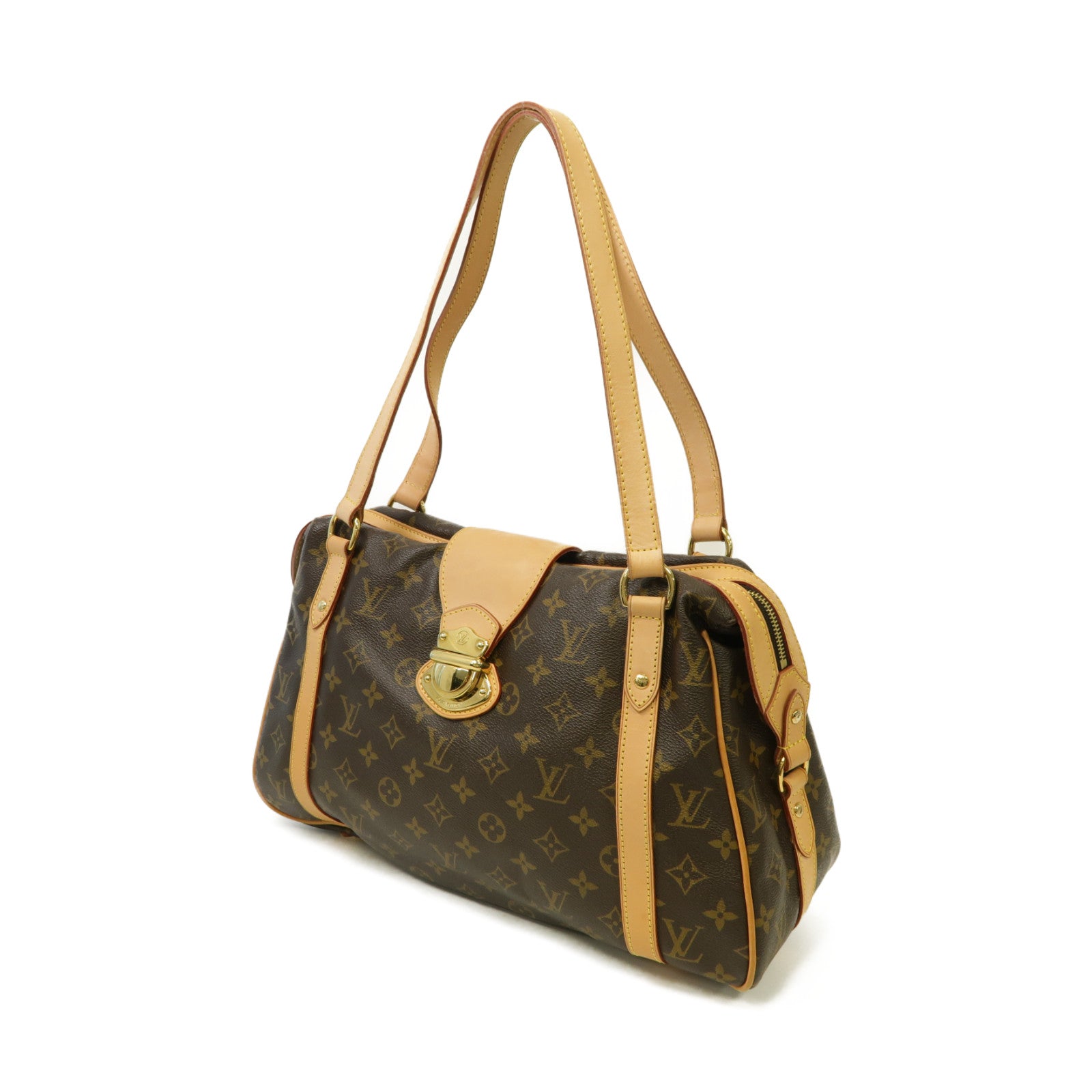 LOUIS VUITTON Monogram Stresa PM金扣肩背袋棕色