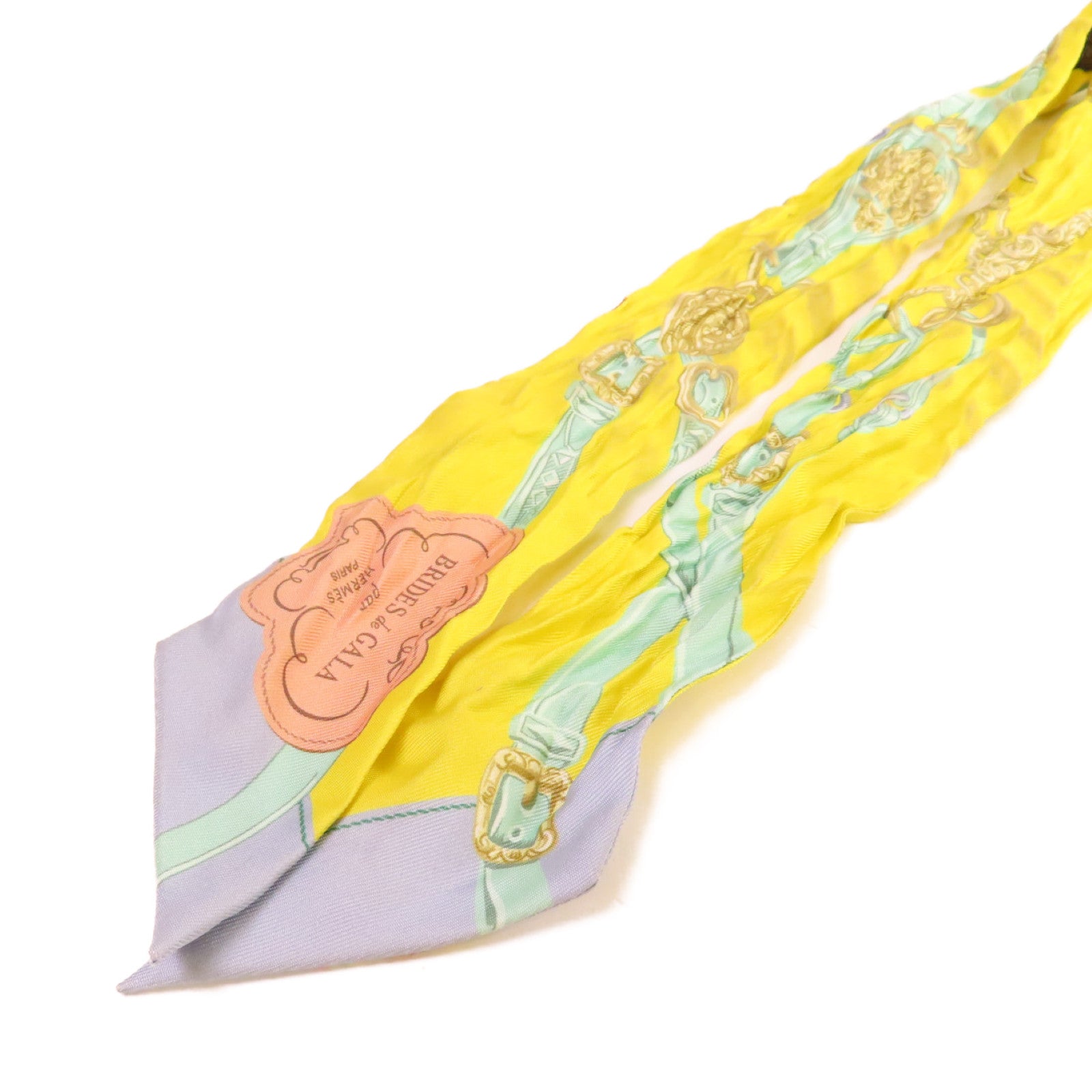 HERMES 【激減優惠】絲質Twilly Scarf絲巾黃色/綠色/彩色