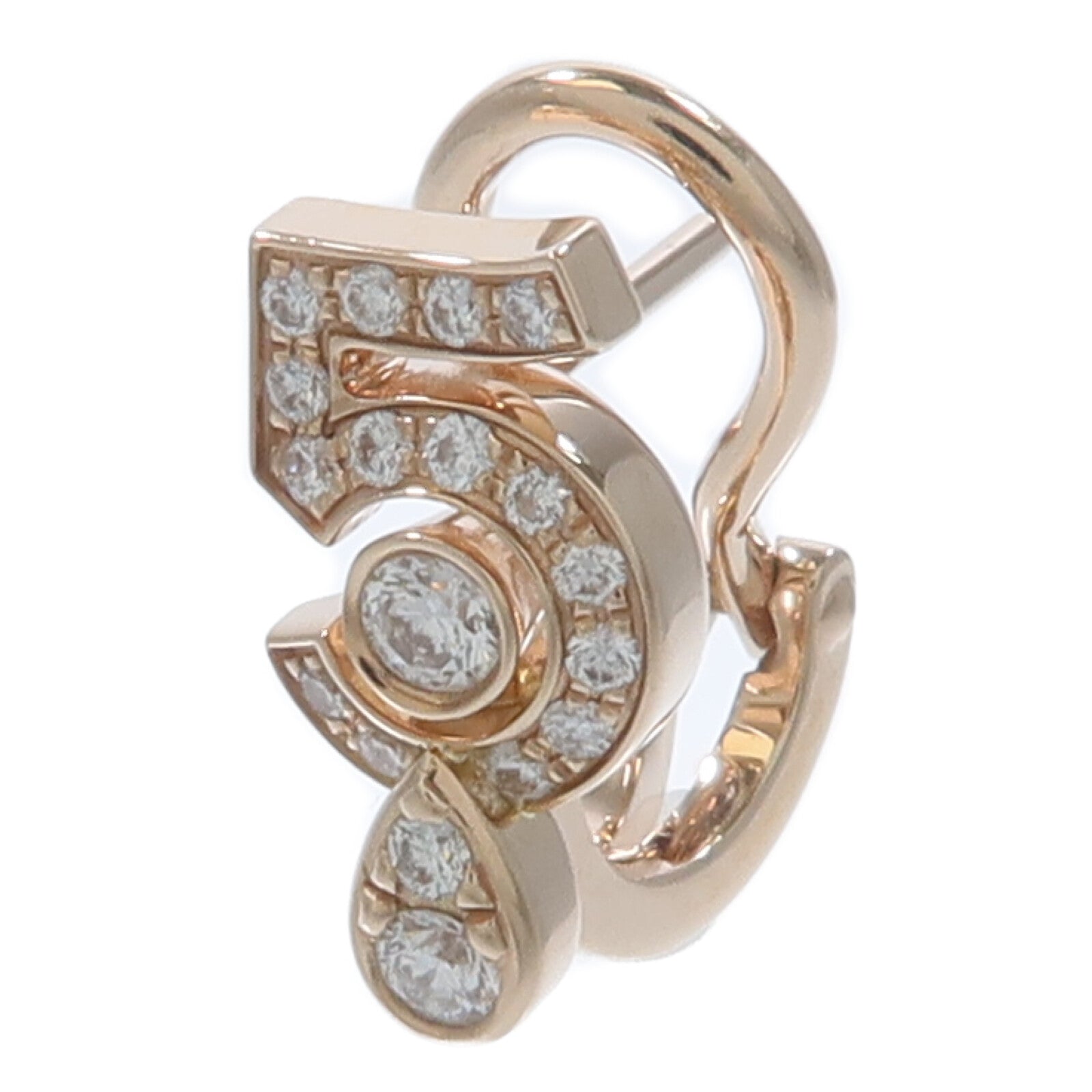 CHANEL 18K玫瑰金Eternal No.5 Single Earring鑽石耳環