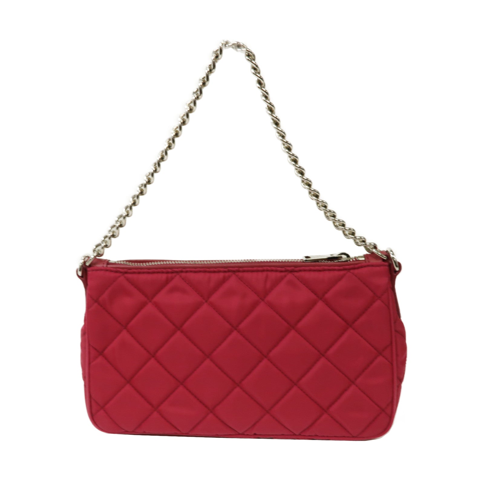 PRADA 尼龍Hand Bag銀扣手挽肩背兩用袋粉紅色