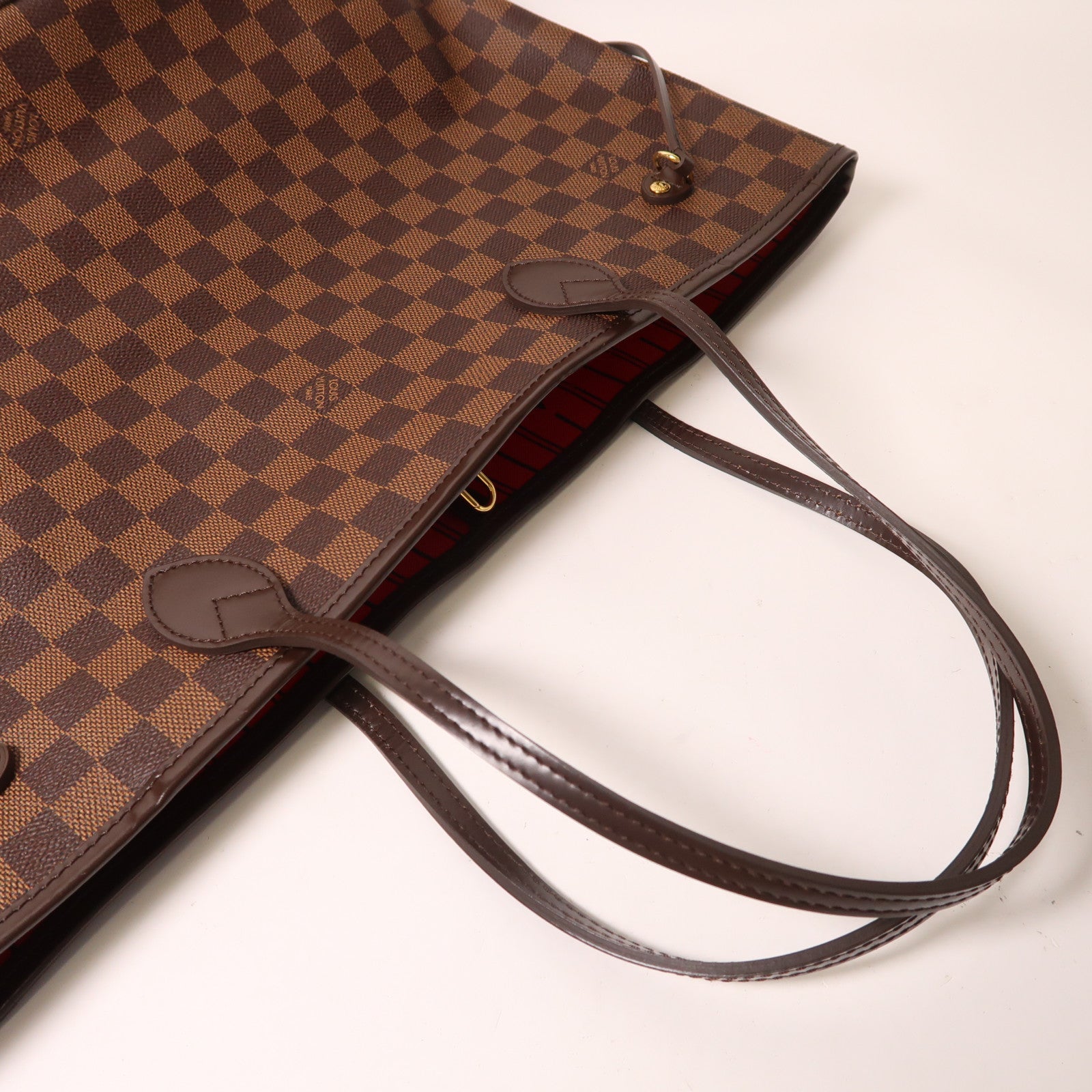 LOUIS VUITTON Damier Neverfull MM金扣手挽袋/肩背袋