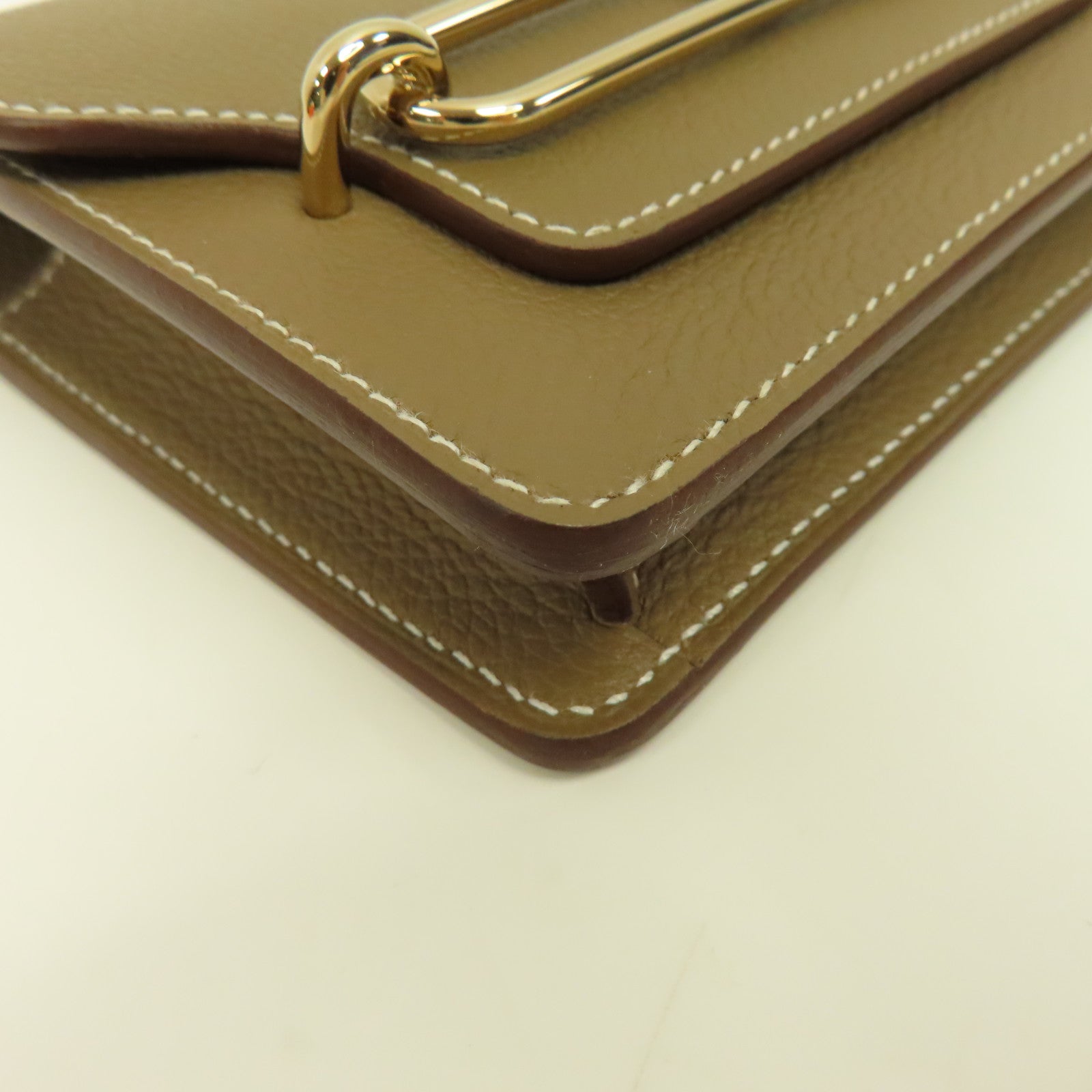 HERMES 【激減優惠】Evercolor皮革Roulis Slim金扣錢包Etoupe大象灰色