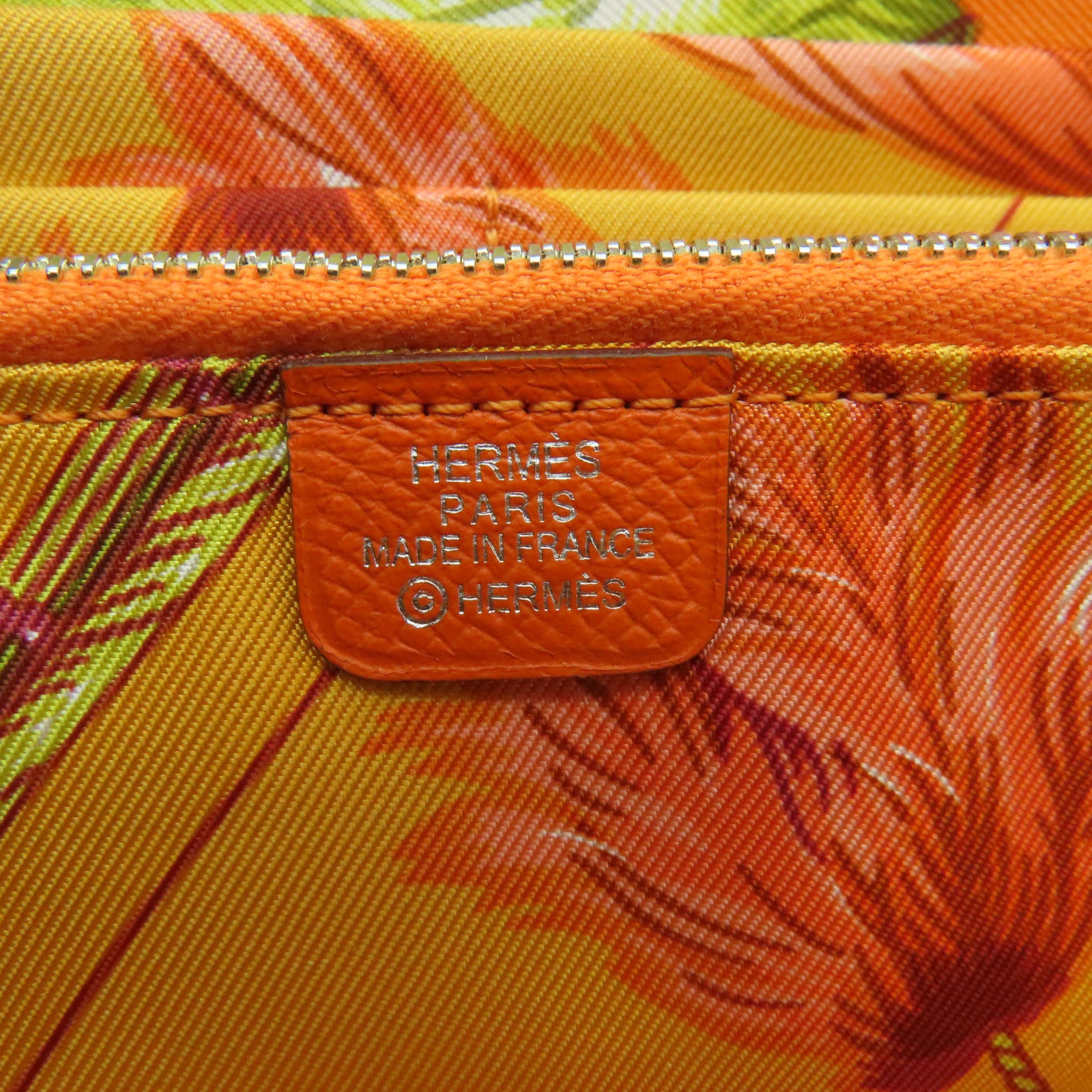 HERMES 【激減優惠】Epsom皮革Silk In Wallet銀扣長錢包橙色