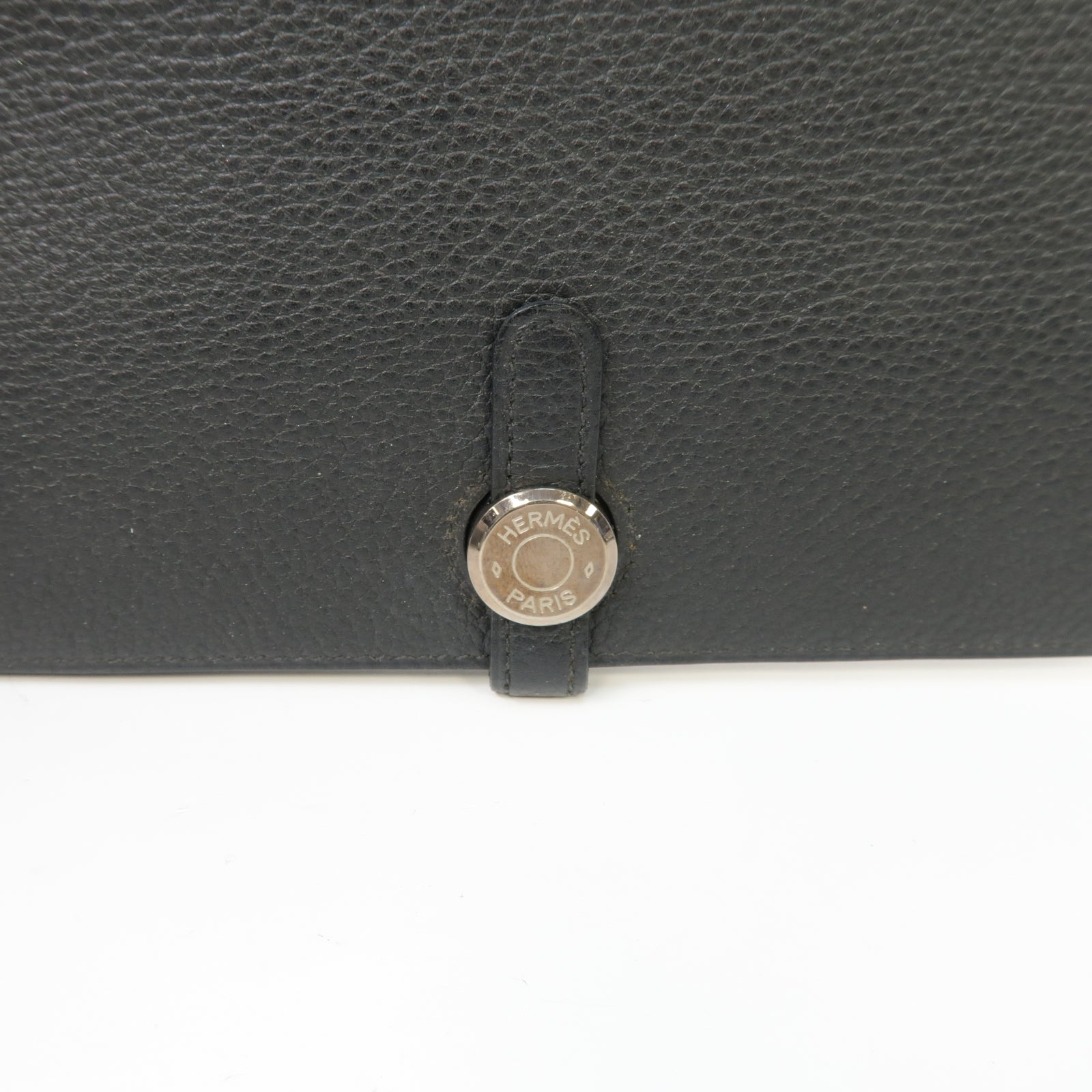 HERMES Togo皮革Dogon Long Wallet銀扣長錢包Noir黑色