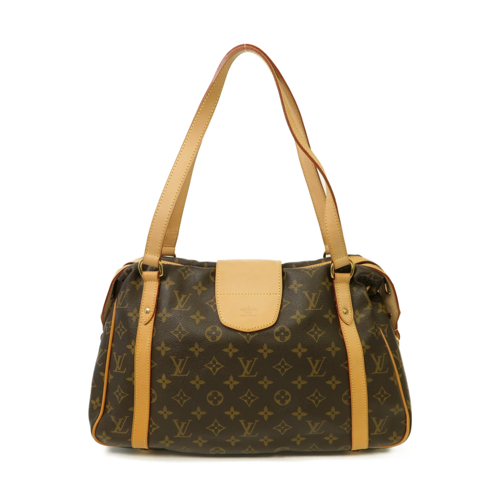 LOUIS VUITTON Monogram Stresa PM金扣肩背袋棕色