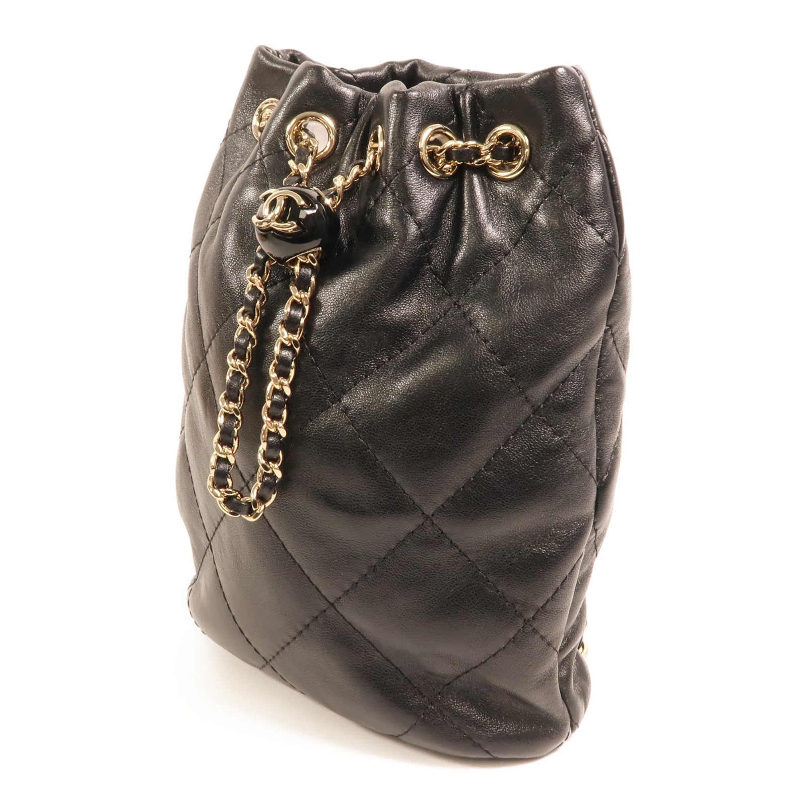 CHANEL 羊皮皮革Rucksack金扣鏈帶背包