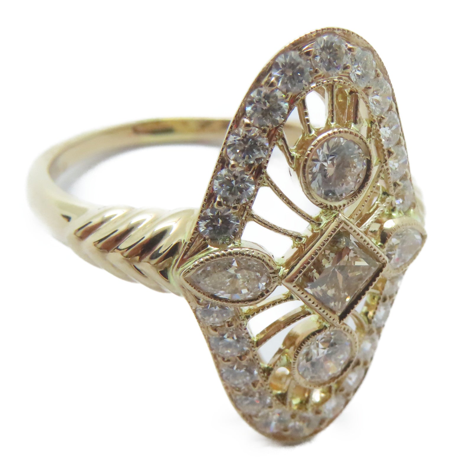 JEWELRY 18K黃金Diamond Ring 0.74ct鑽石/0.52ct鑽石戒指US#8.75