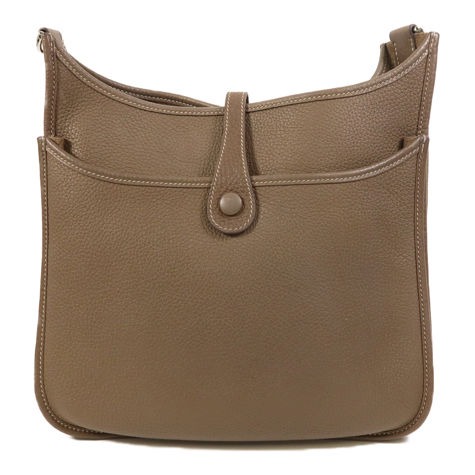 HERMES Clemence皮革Evelyne PM銀扣肩背袋Etoupe