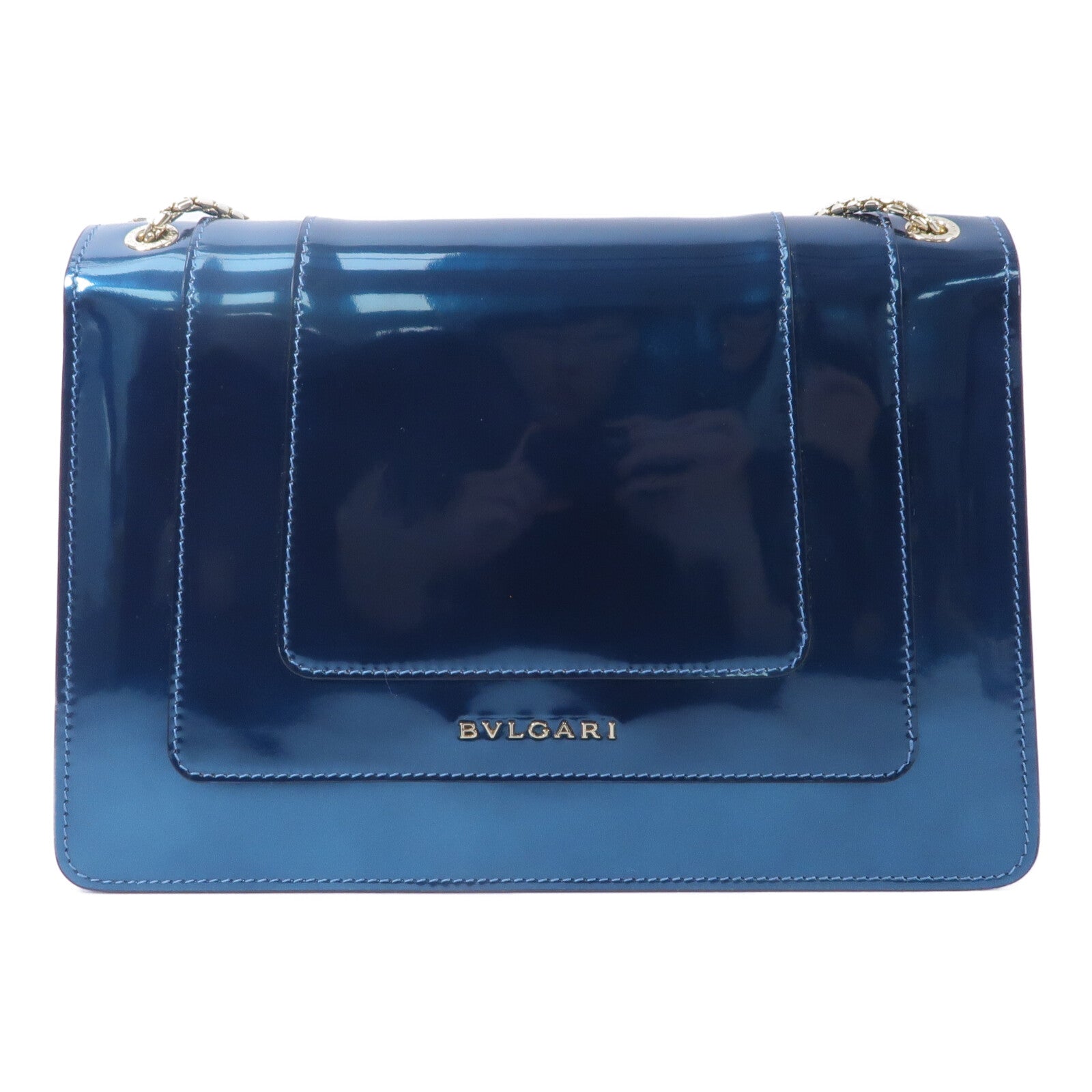 BVLGARI 漆皮皮革Serpenti Forever Medium鏈帶肩背袋