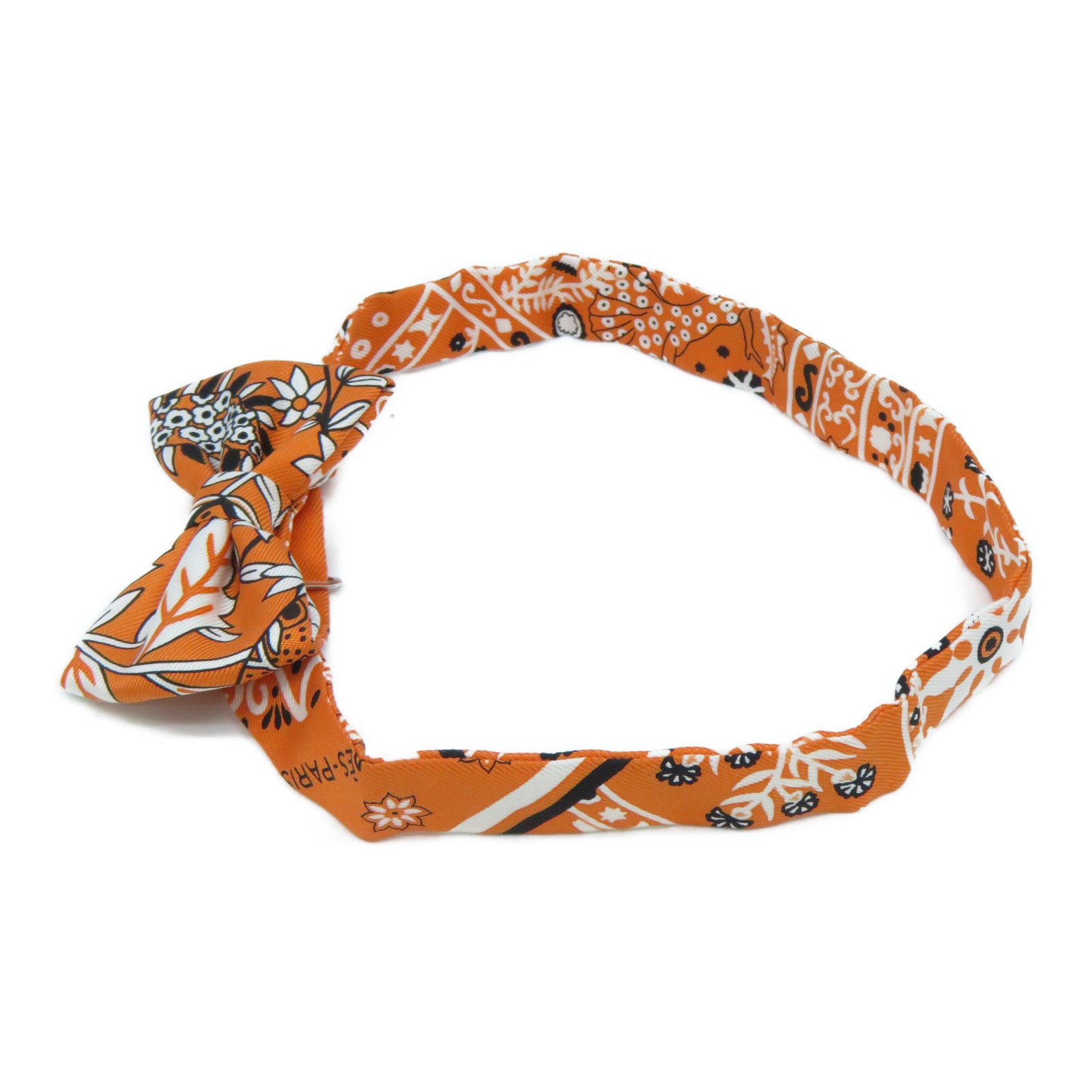 HERMES 【激減優惠】絲質Bowtie銀扣煲呔(蝶形領結)橙色/白色