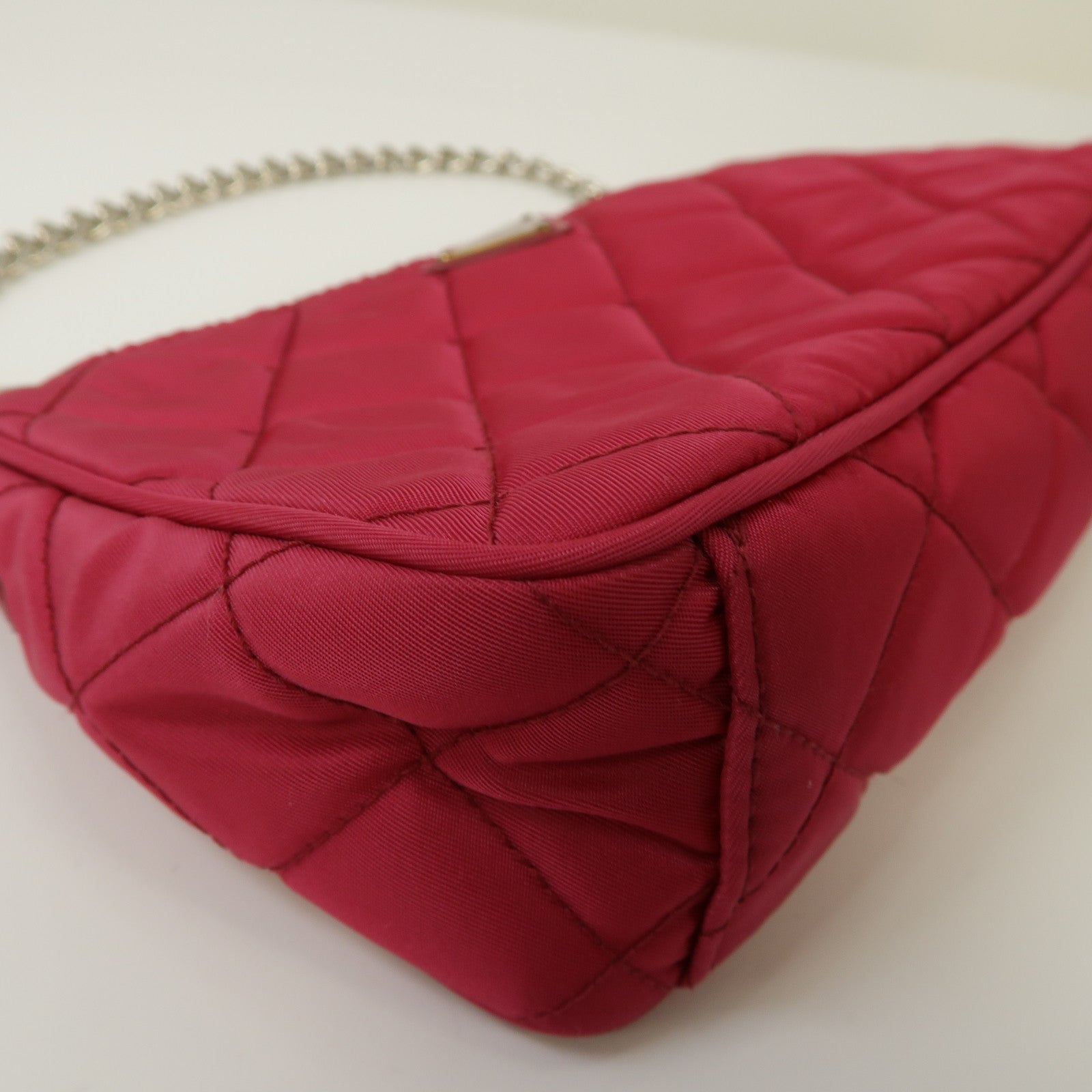 PRADA 尼龍Hand Bag銀扣手挽肩背兩用袋粉紅色