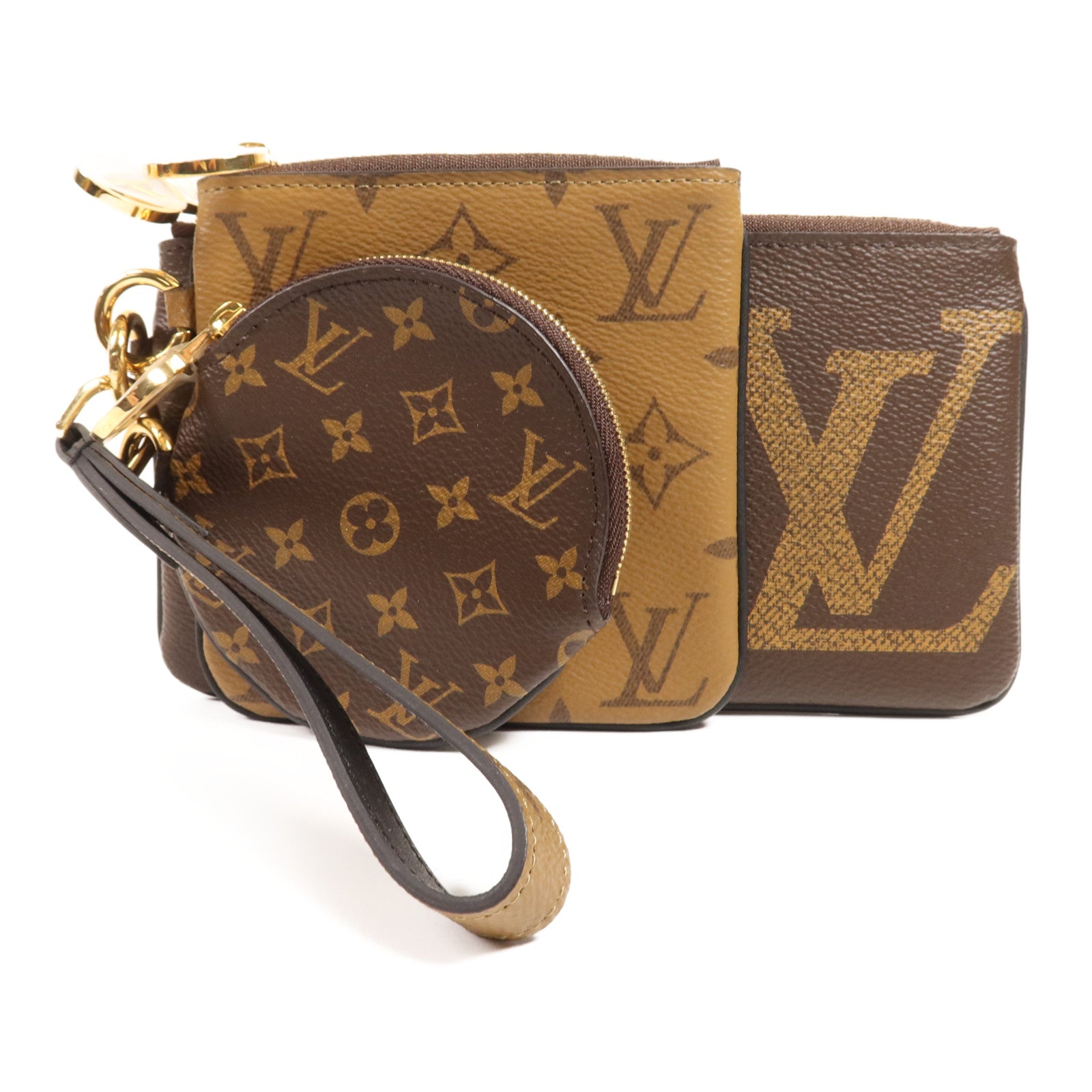 LOUIS VUITTON Monogram Reverse Pochette Trio金扣手拿包