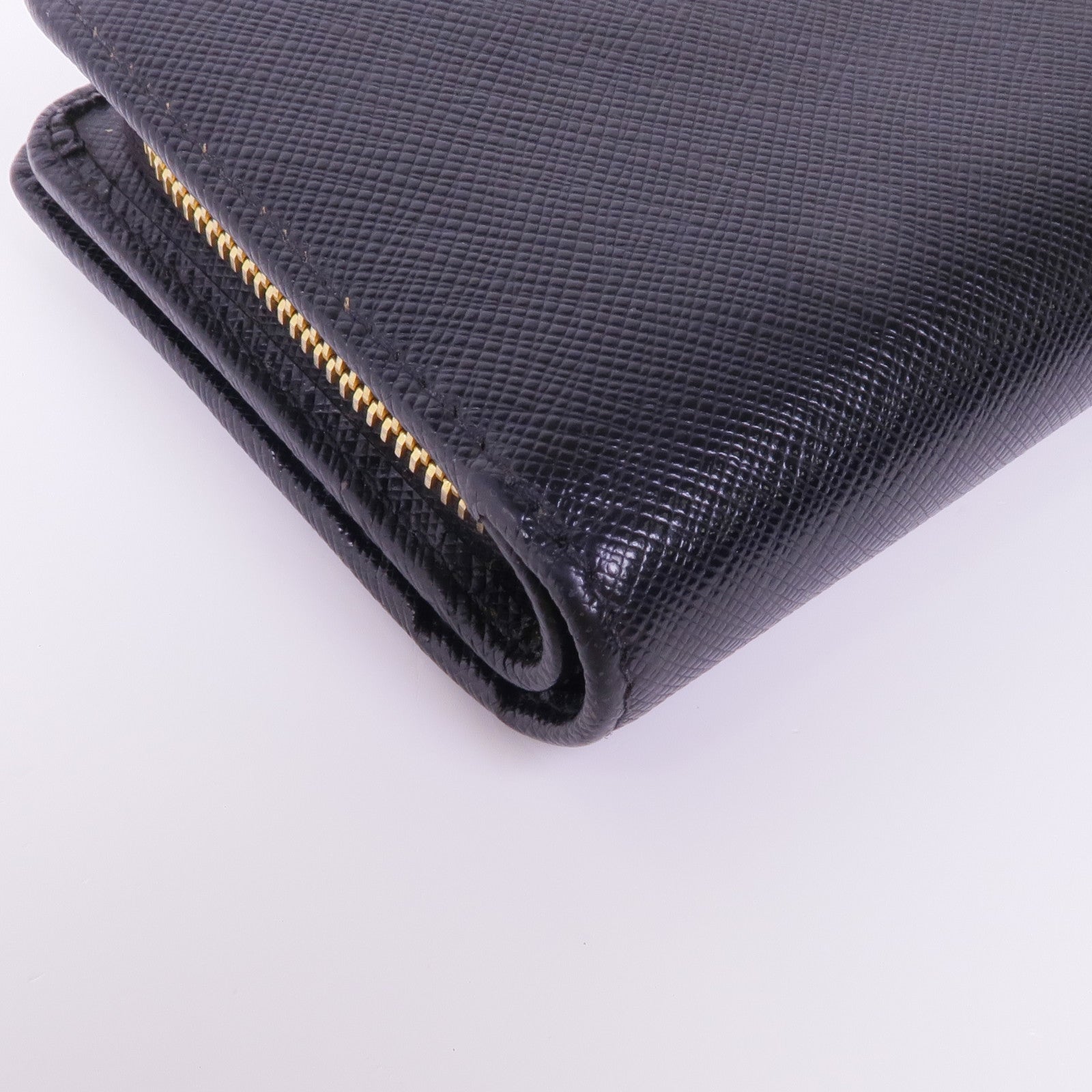 PRADA 【激減優惠】Saffiano皮革Wallet金扣錢包