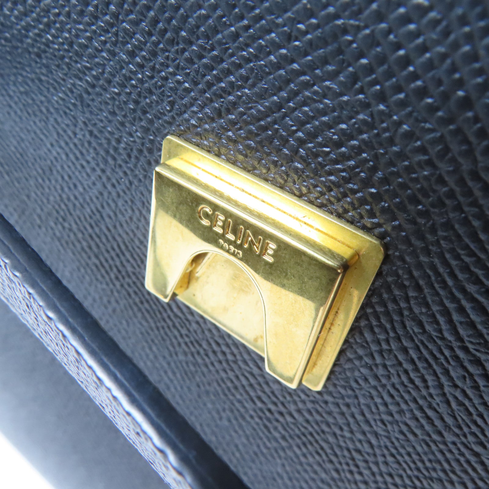 CELINE 牛皮皮革Belt Bag金扣手挽肩背兩用袋黑色