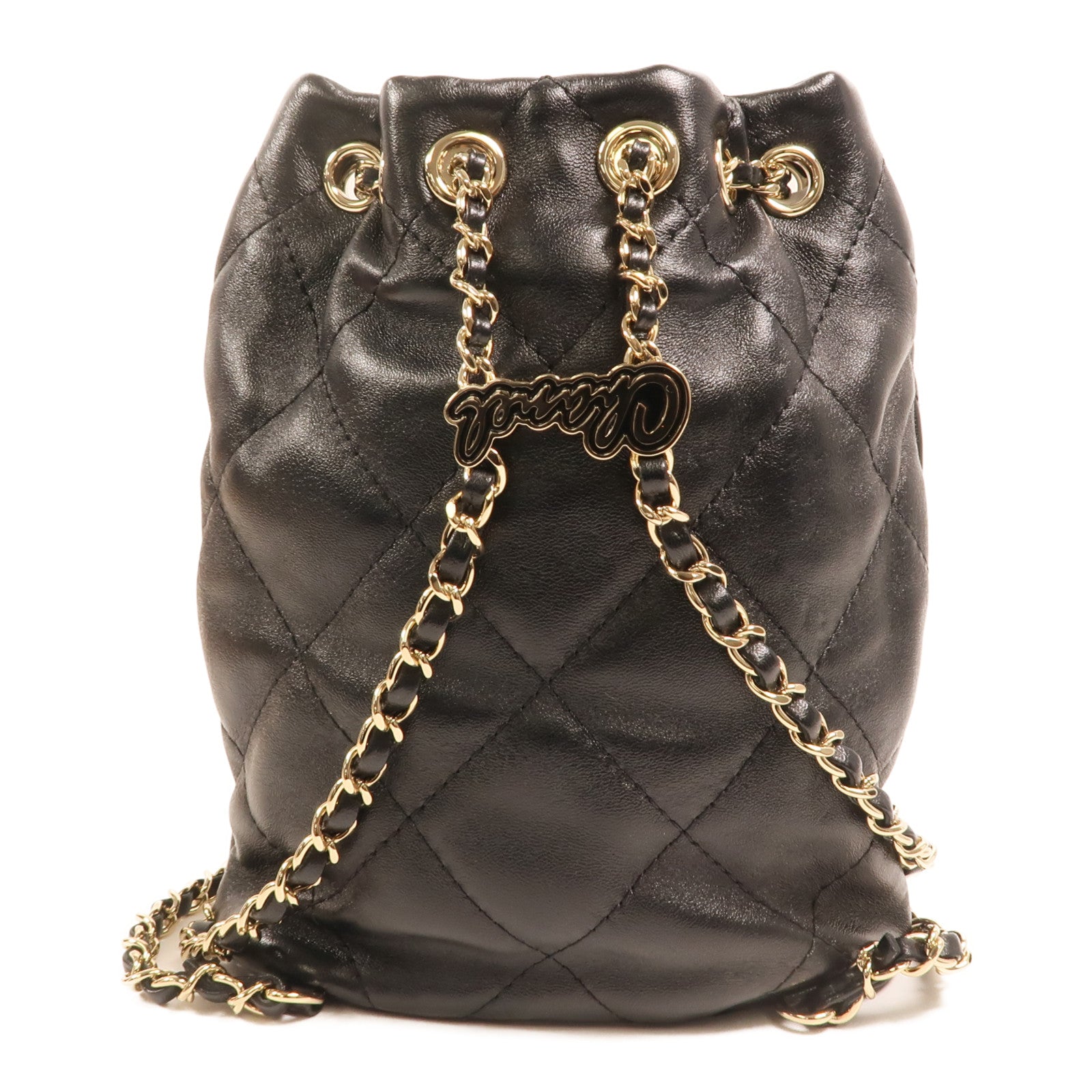 CHANEL 羊皮皮革Rucksack金扣鏈帶背包