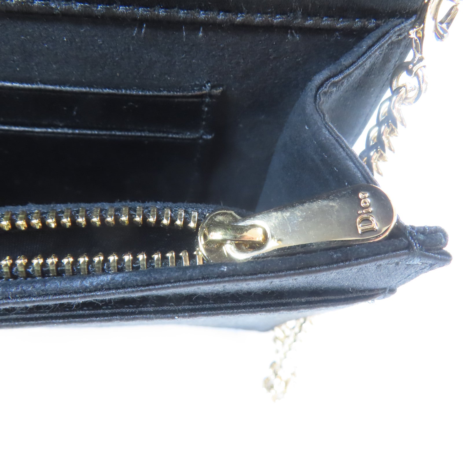 Dior 絲質Diorama Bag金扣鏈帶肩背袋黑色