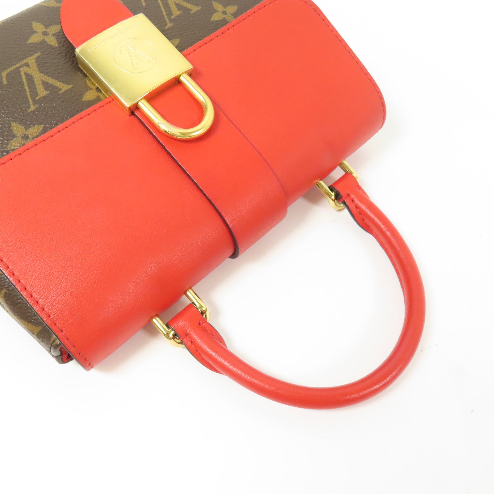 LOUIS VUITTON Monogram Locky BB 手挽肩背棕色/紅色