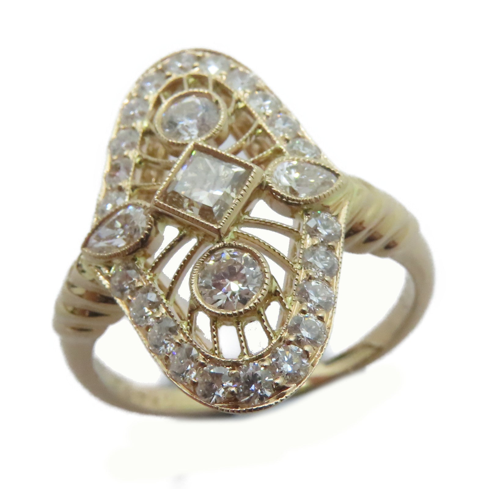 JEWELRY 18K黃金Diamond Ring 0.74ct鑽石/0.52ct鑽石戒指US#8.75