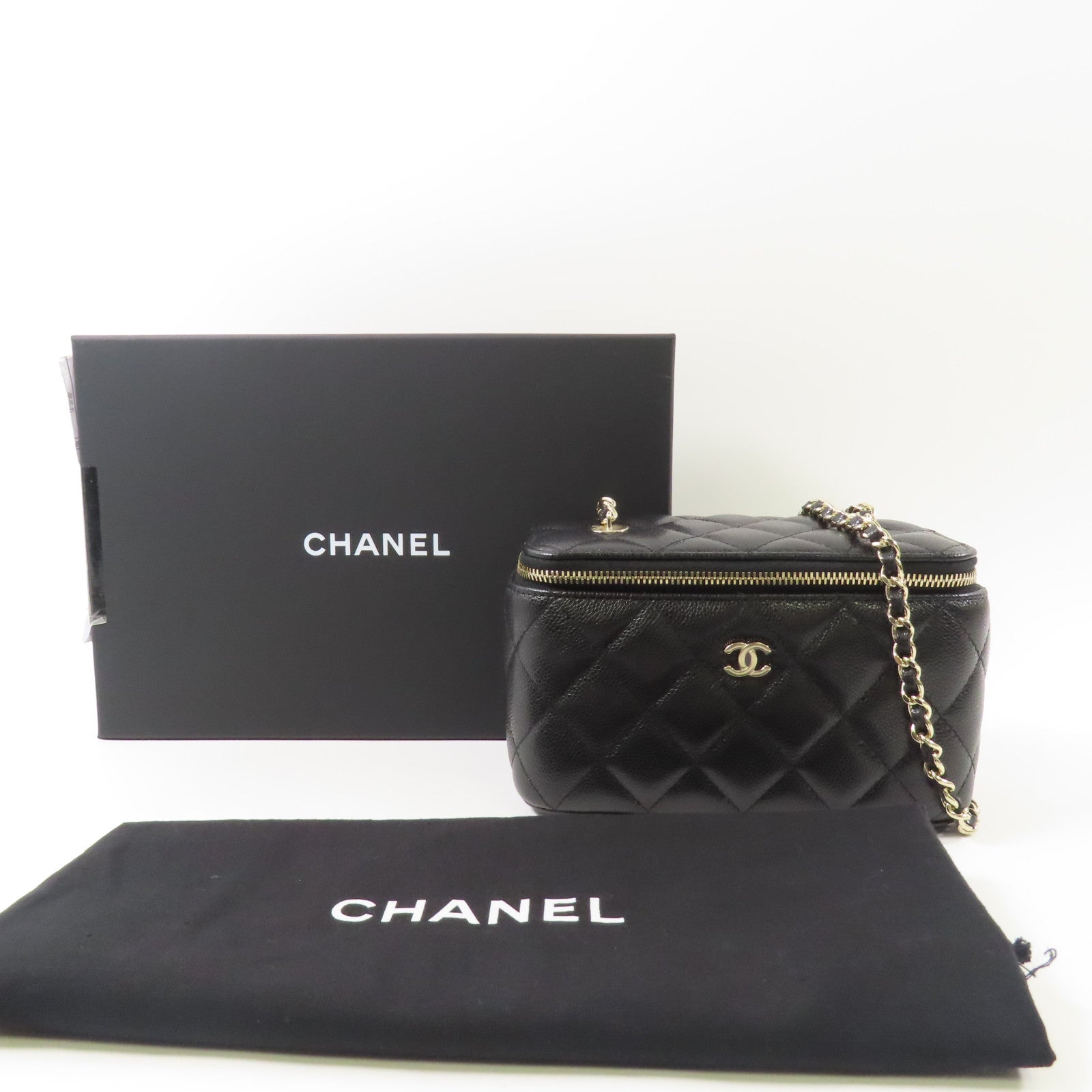 CHANEL 【激減優惠】牛皮皮革Small Vanity Case金扣鏈帶肩背袋