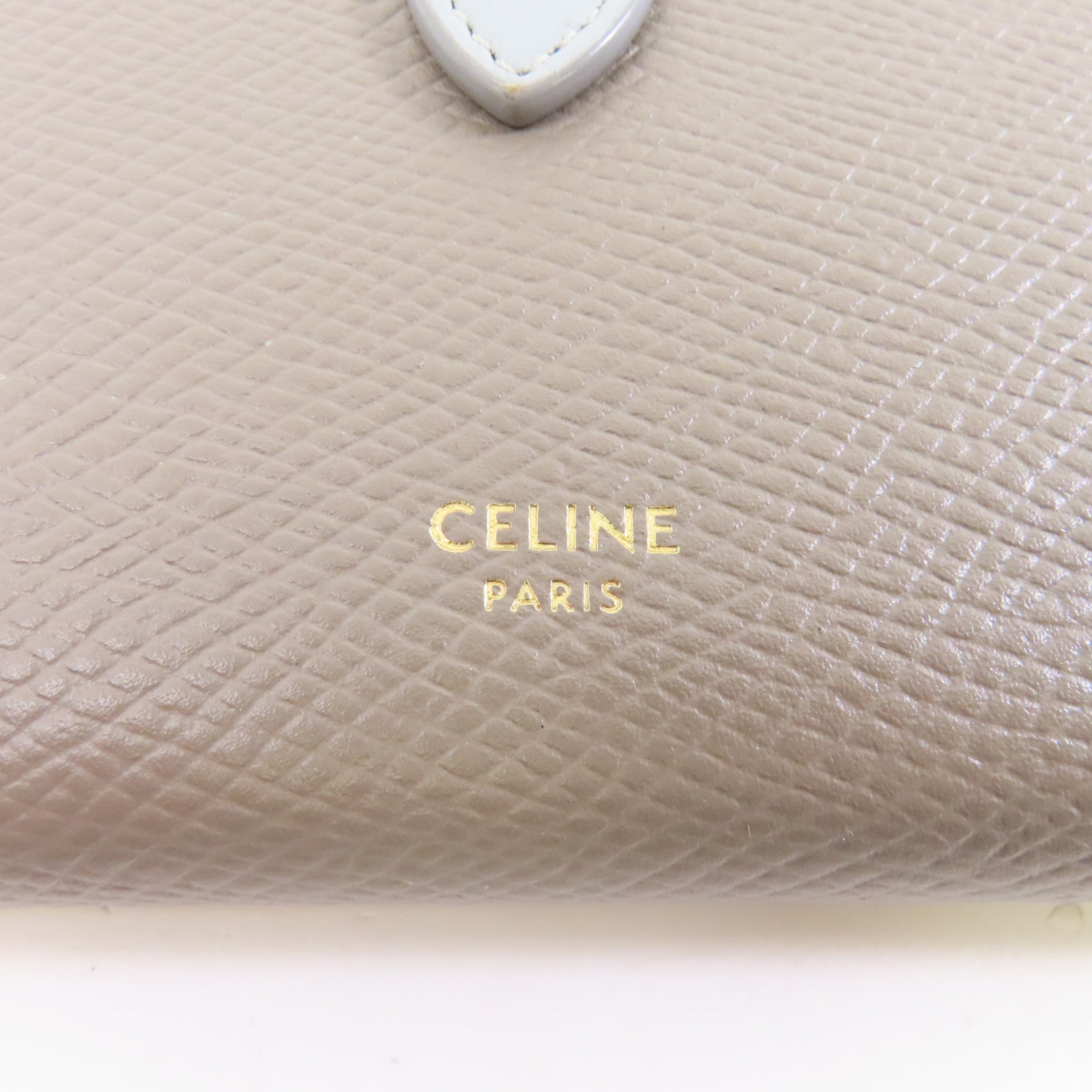CELINE 牛皮皮革Wallet金扣錢包灰色/淺藍色