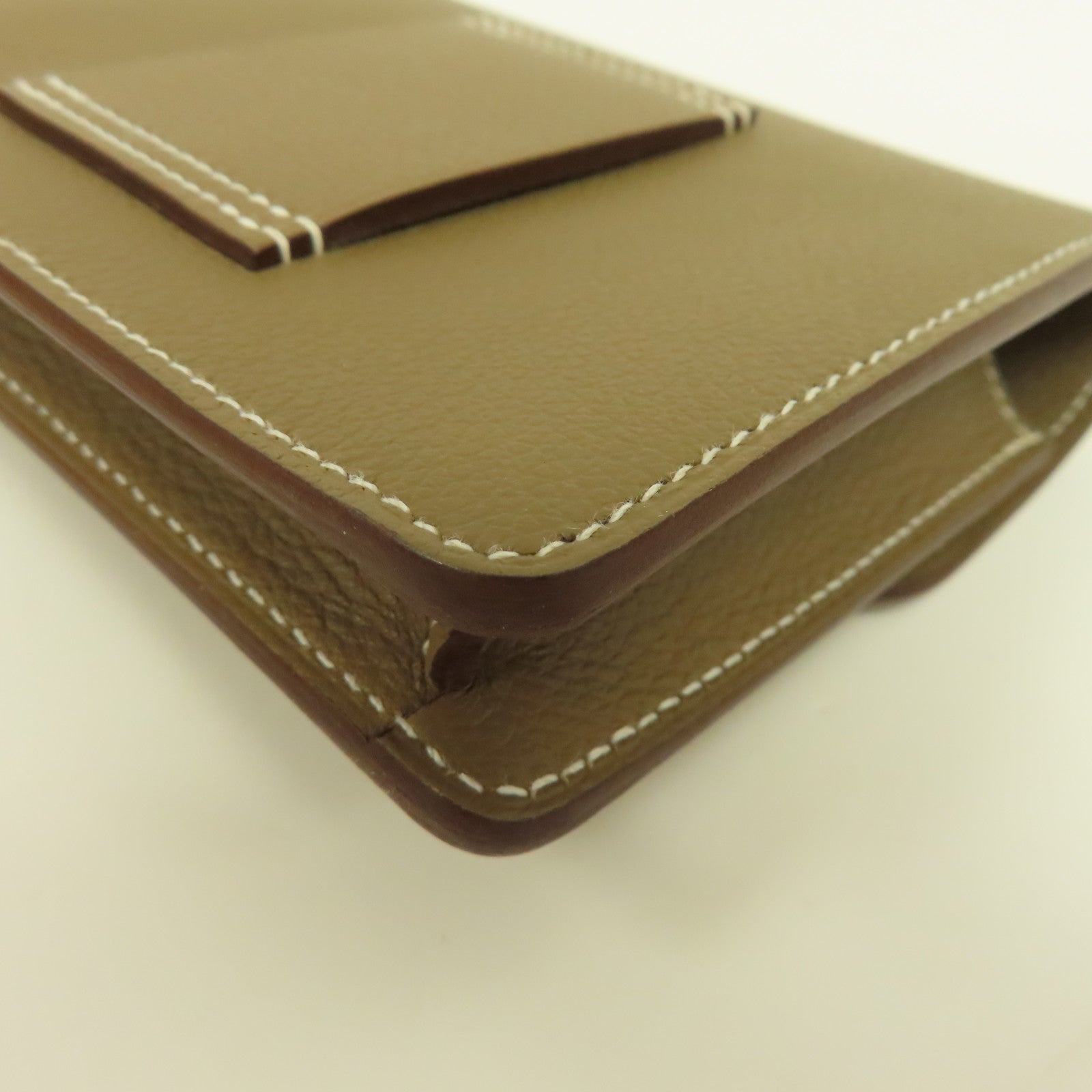 HERMES 【激減優惠】Evercolor皮革Roulis Slim金扣錢包Etoupe大象灰色