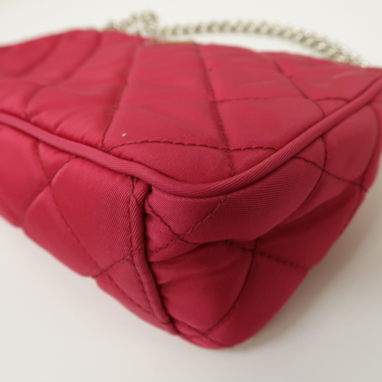 PRADA 尼龍Hand Bag銀扣手挽肩背兩用袋粉紅色