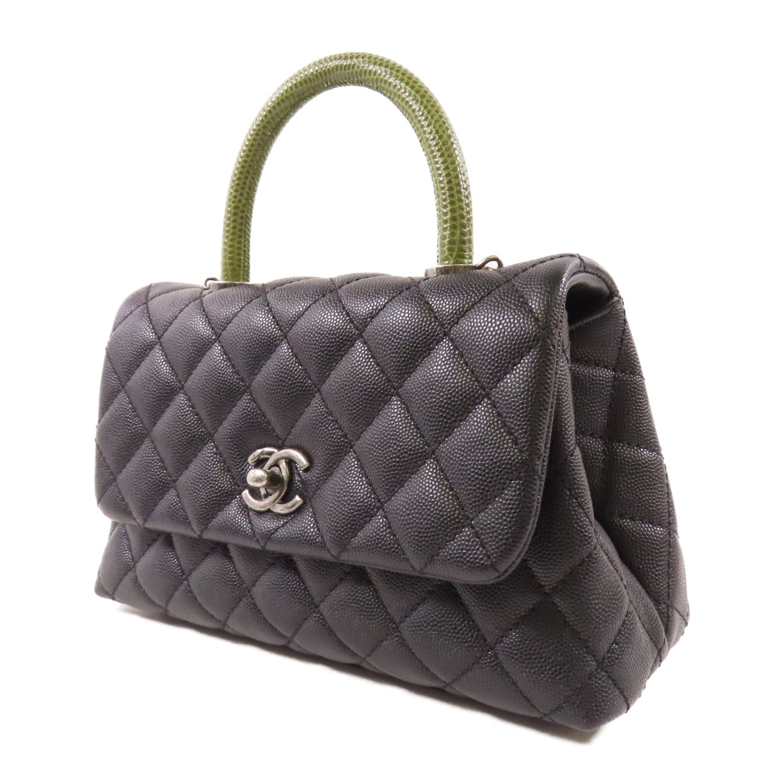CHANEL 牛皮/蜥蝪皮革Coco Handle Small手挽肩背兩用袋
