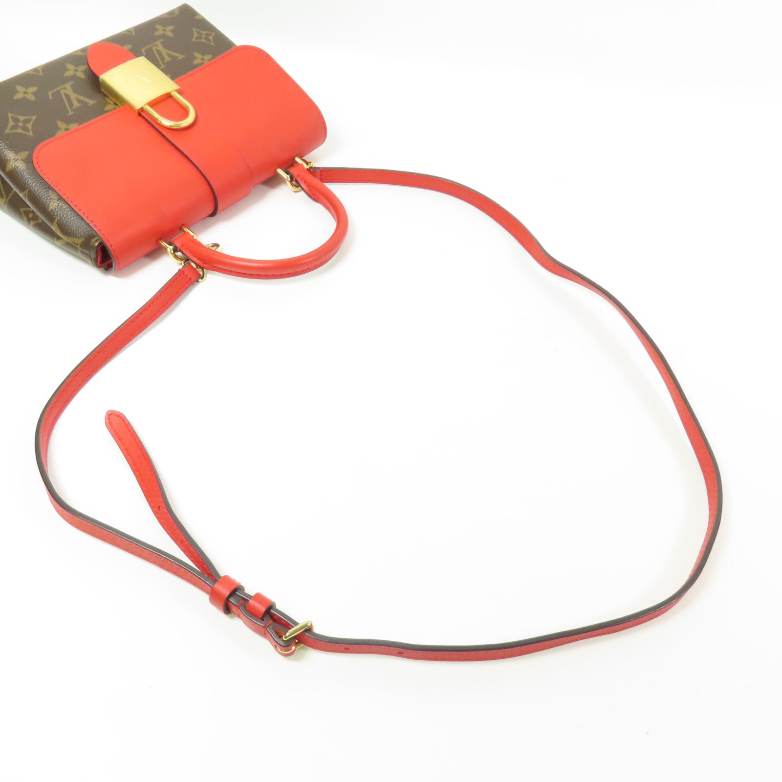 LOUIS VUITTON 【激減優惠】Monogram Locky BB 手挽肩背棕色/紅色