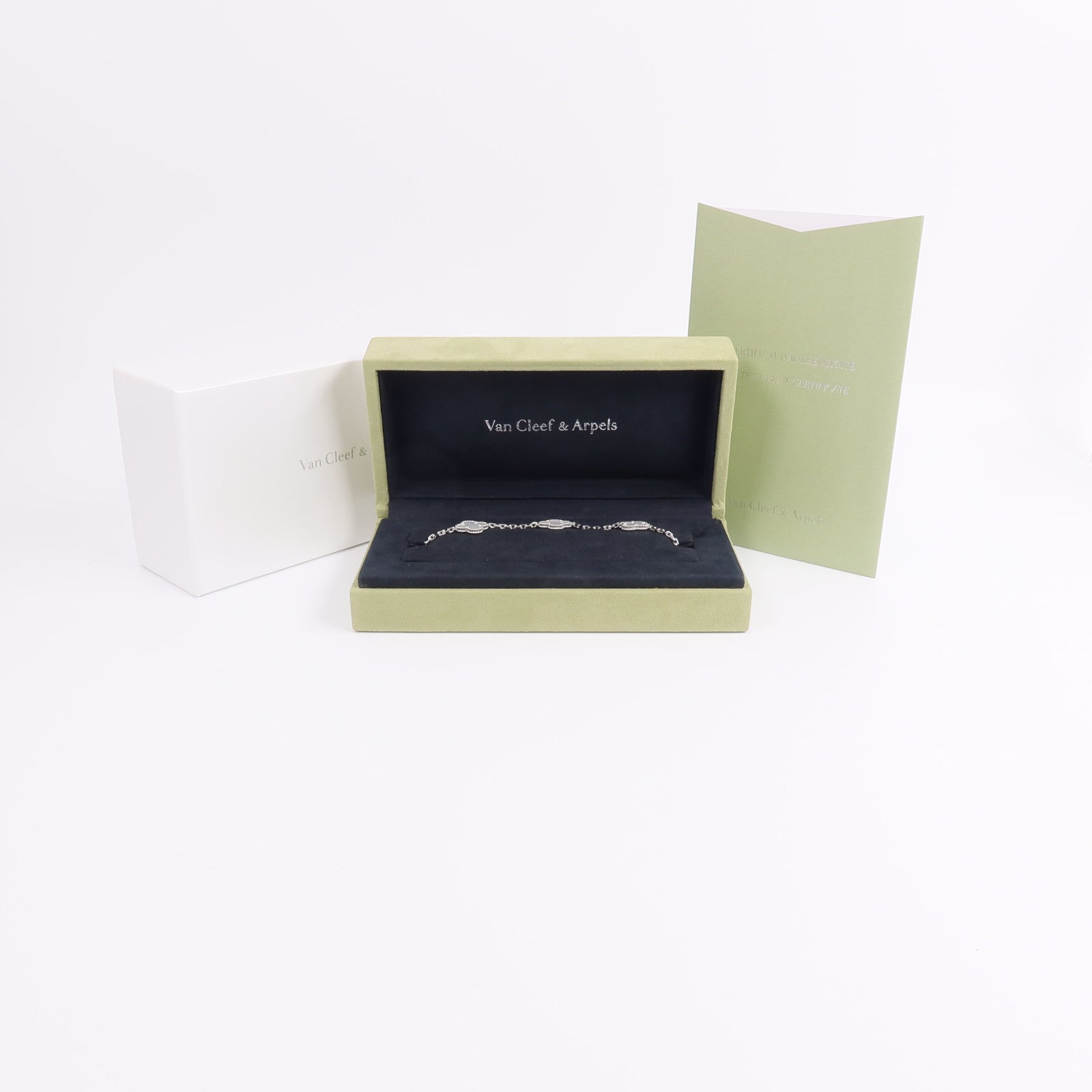 Van Cleef & Arpels 18K白金Vintage Alhambra Bracelet 5 Motifs珍珠母貝手鏈