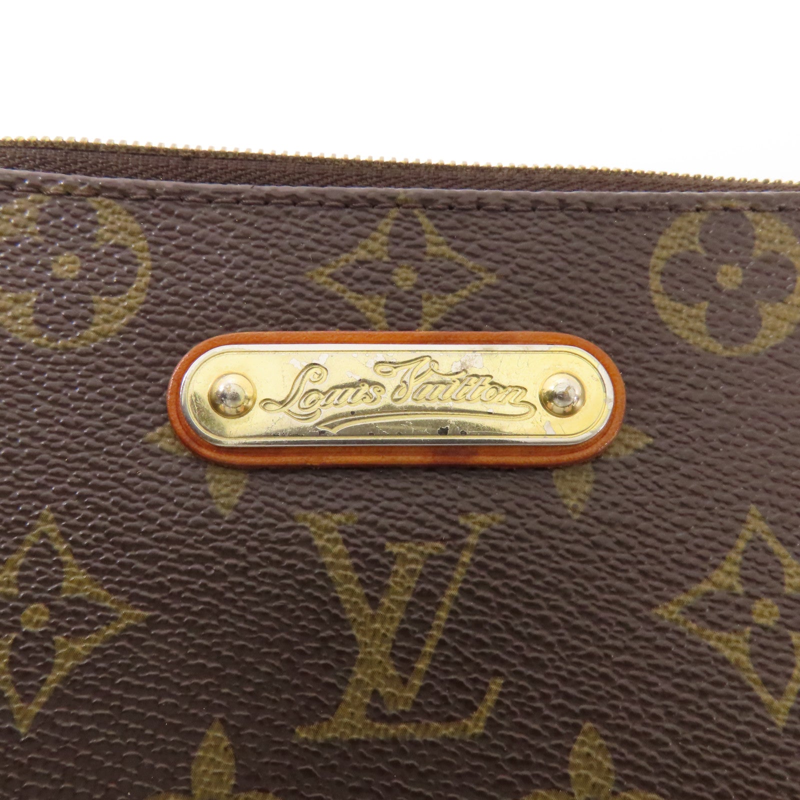 LOUIS VUITTON Monogram Eva金扣鏈帶肩背袋棕色