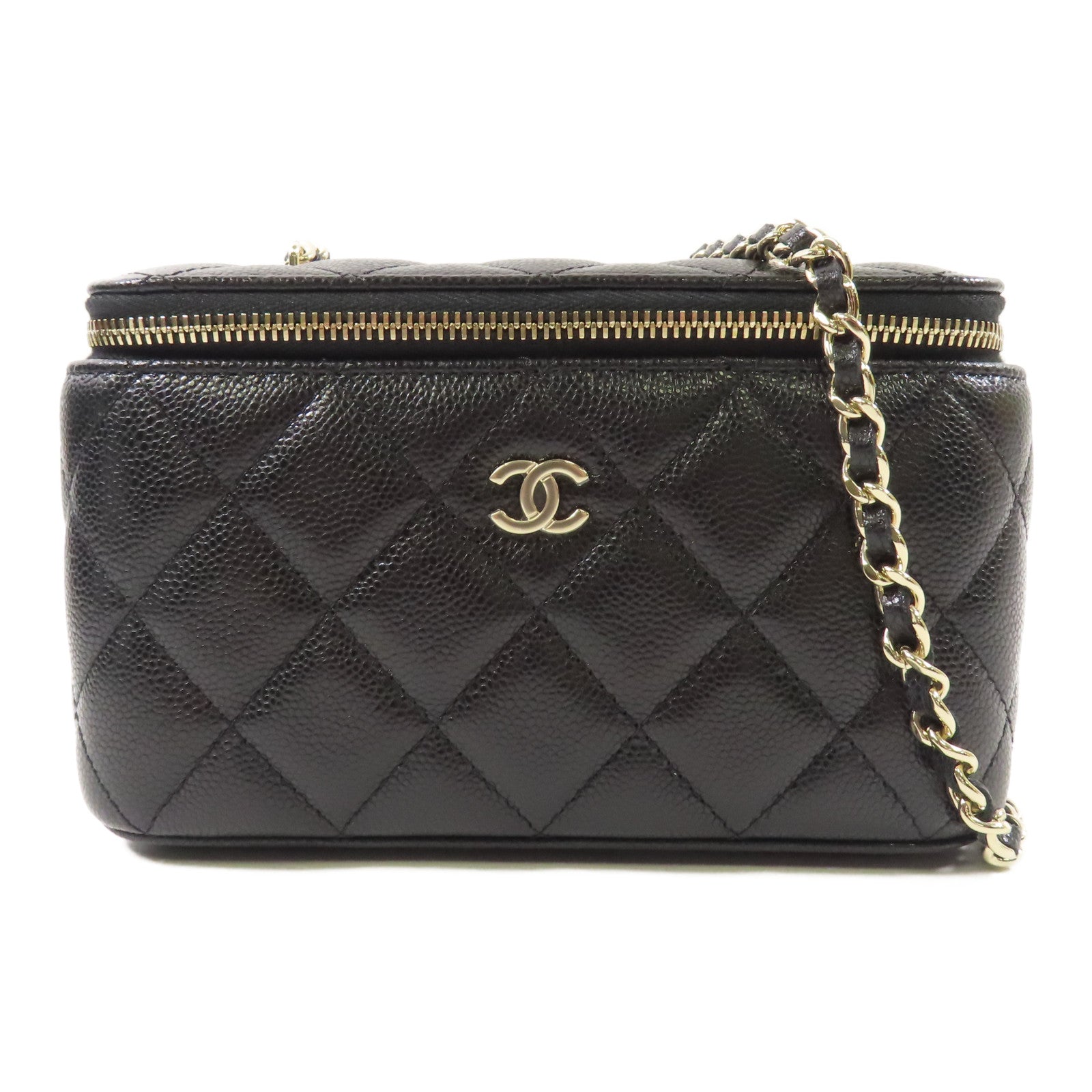 CHANEL 【激減優惠】牛皮皮革Small Vanity Case金扣鏈帶肩背袋