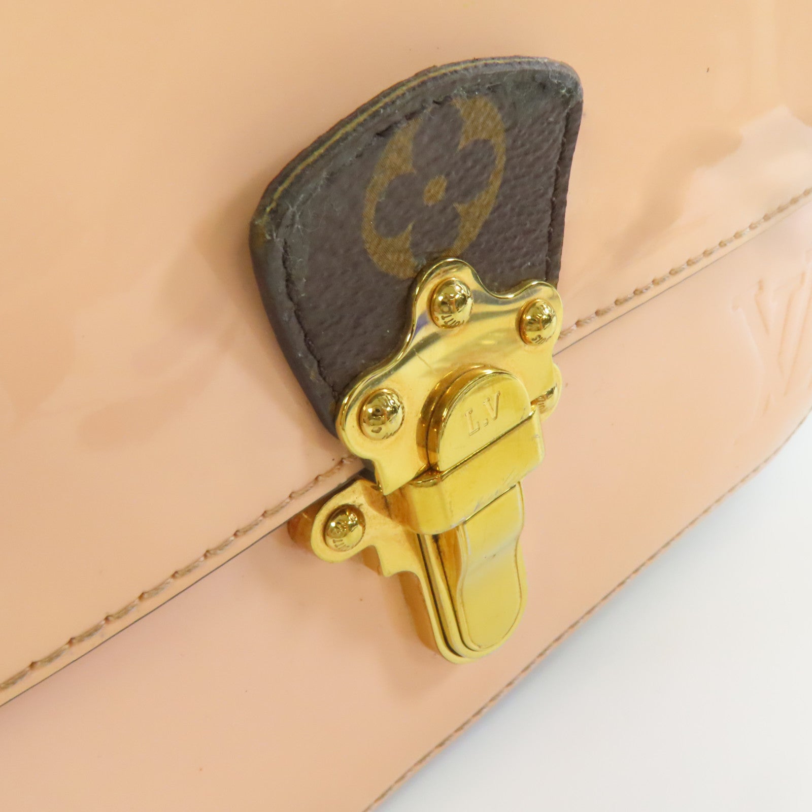LOUIS VUITTON 【激減優惠】Vernis/Monogram Cherrywood BB 2Way Shoulder Bag金扣手挽肩背兩用袋粉紅色/啡色