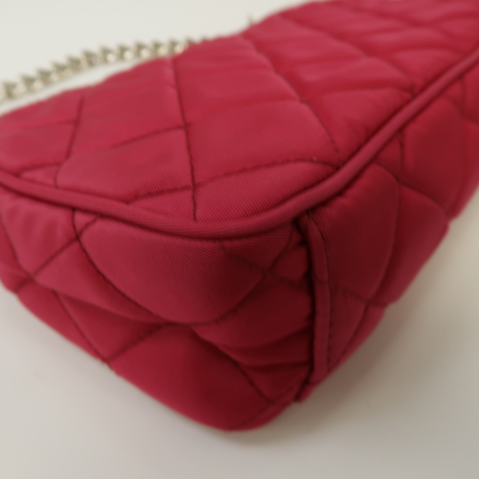 PRADA 尼龍Hand Bag銀扣手挽肩背兩用袋粉紅色