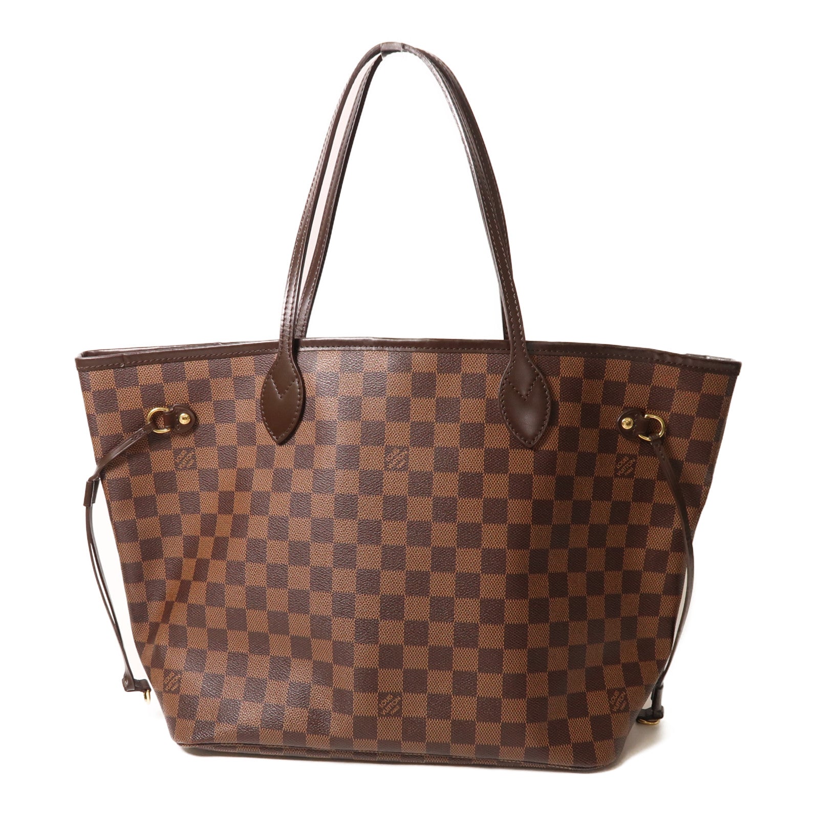 LOUIS VUITTON Damier Neverfull MM金扣肩背袋/手挽袋