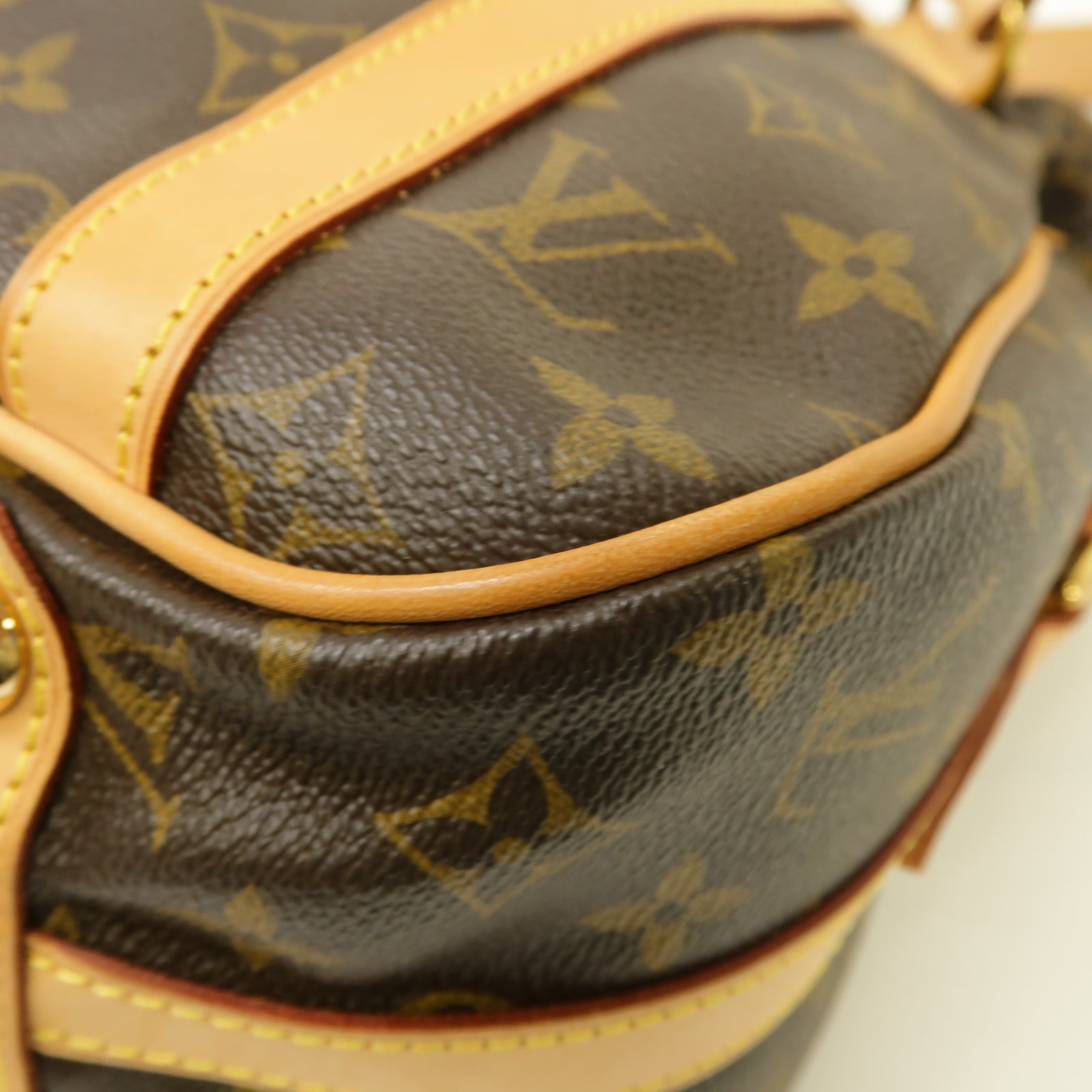LOUIS VUITTON Monogram Stresa PM金扣肩背袋棕色