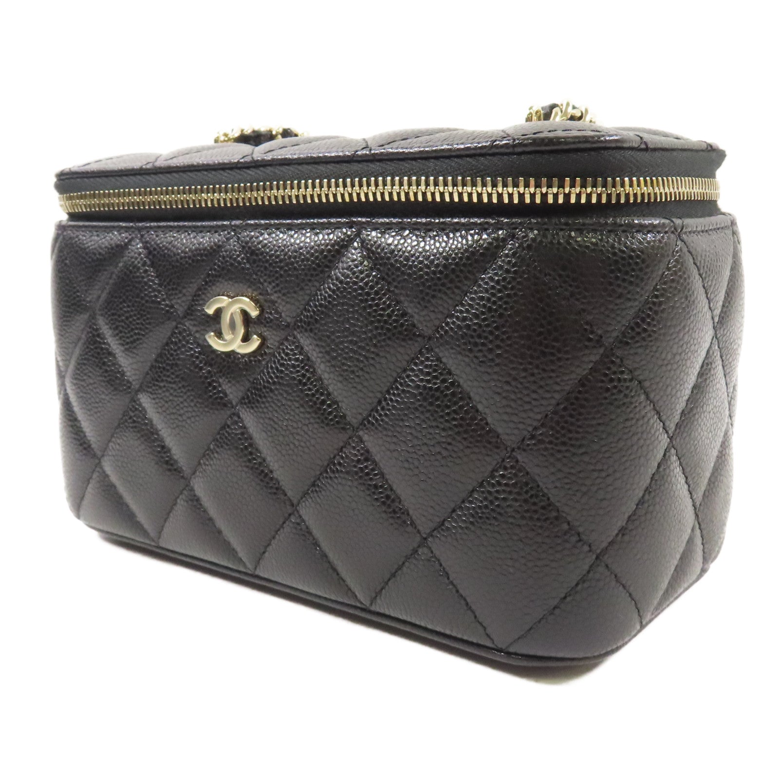 CHANEL 【激減優惠】牛皮皮革Small Vanity Case金扣鏈帶肩背袋