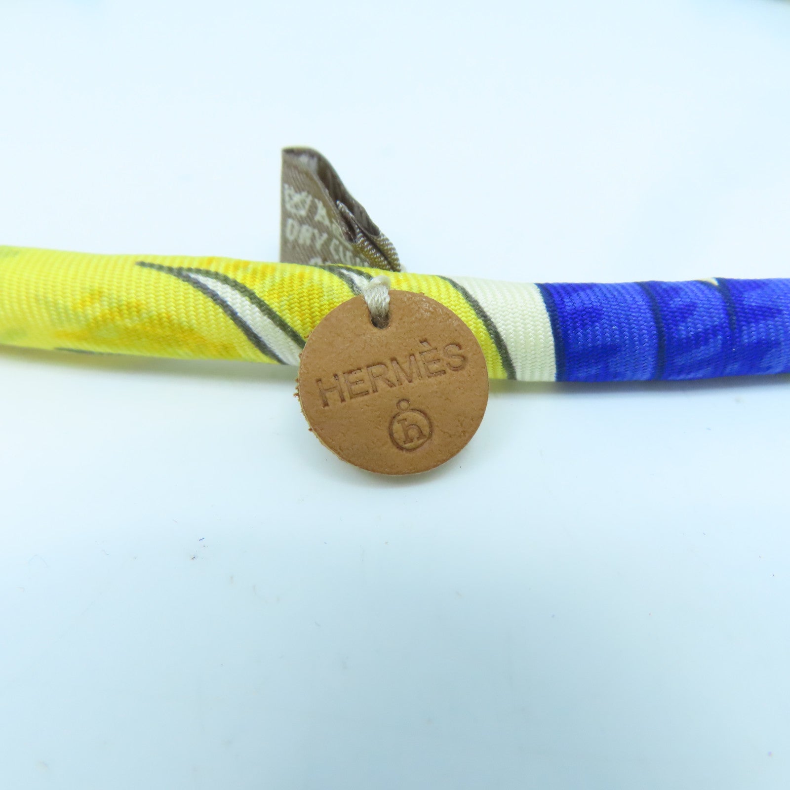 HERMES 【激減優惠】絲質Bracelet手鐲白色/藍色/黃色#16.5cm