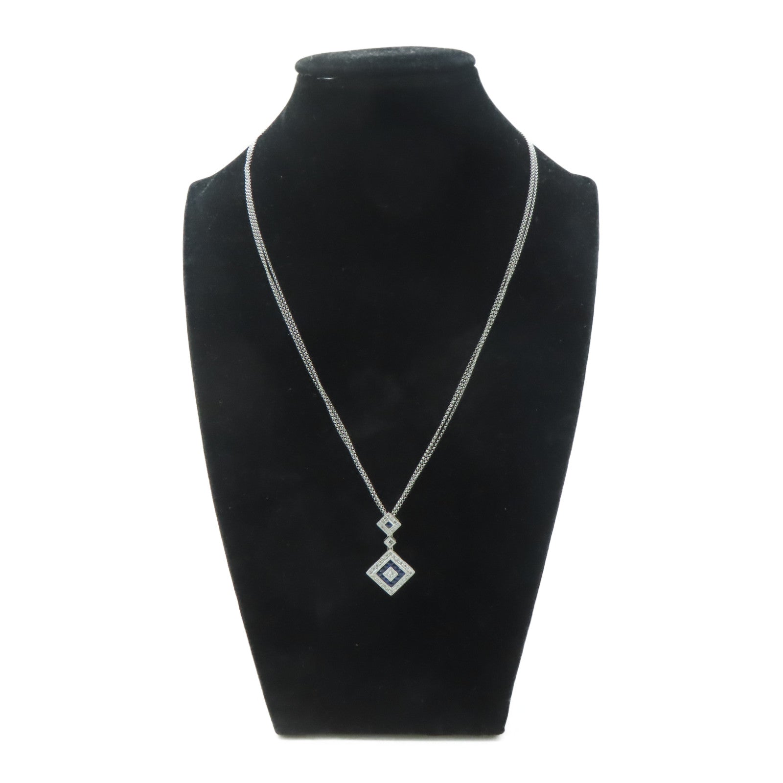 JEWELRY PT900鉑金/18K白金Sapphire Necklace 1.16ct藍寶石/0.63ct鑚石項鏈