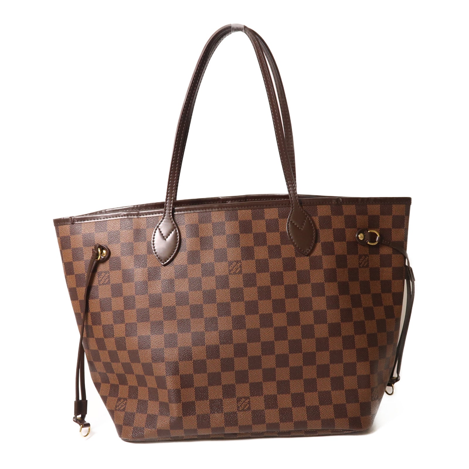 LOUIS VUITTON Damier Neverfull MM金扣肩背袋/手挽袋