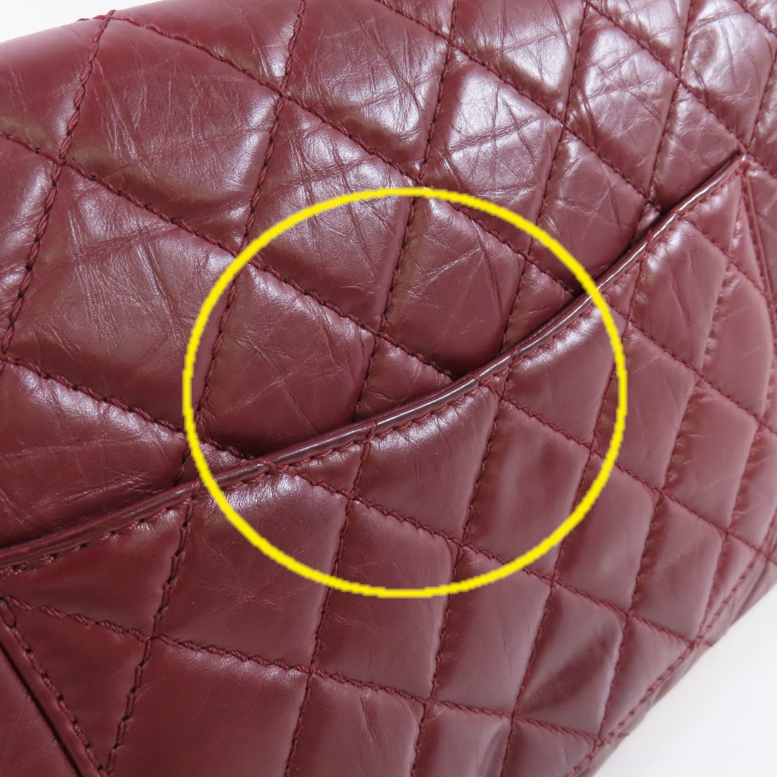 CHANEL 【激減優惠】菱格牛皮皮革Chanel 2.55 Chain Shoulder Bag銀扣鏈帶肩背袋酒紅色