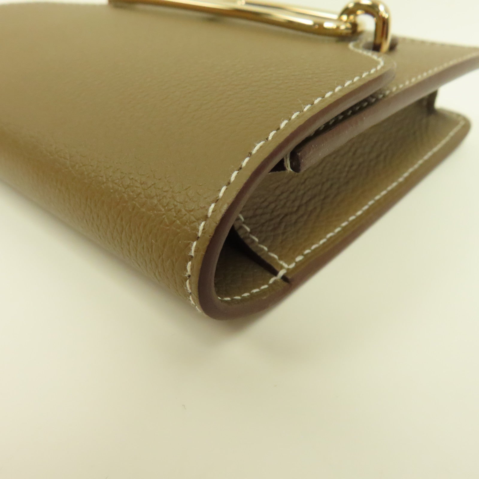 HERMES 【激減優惠】Evercolor皮革Roulis Slim金扣錢包Etoupe大象灰色