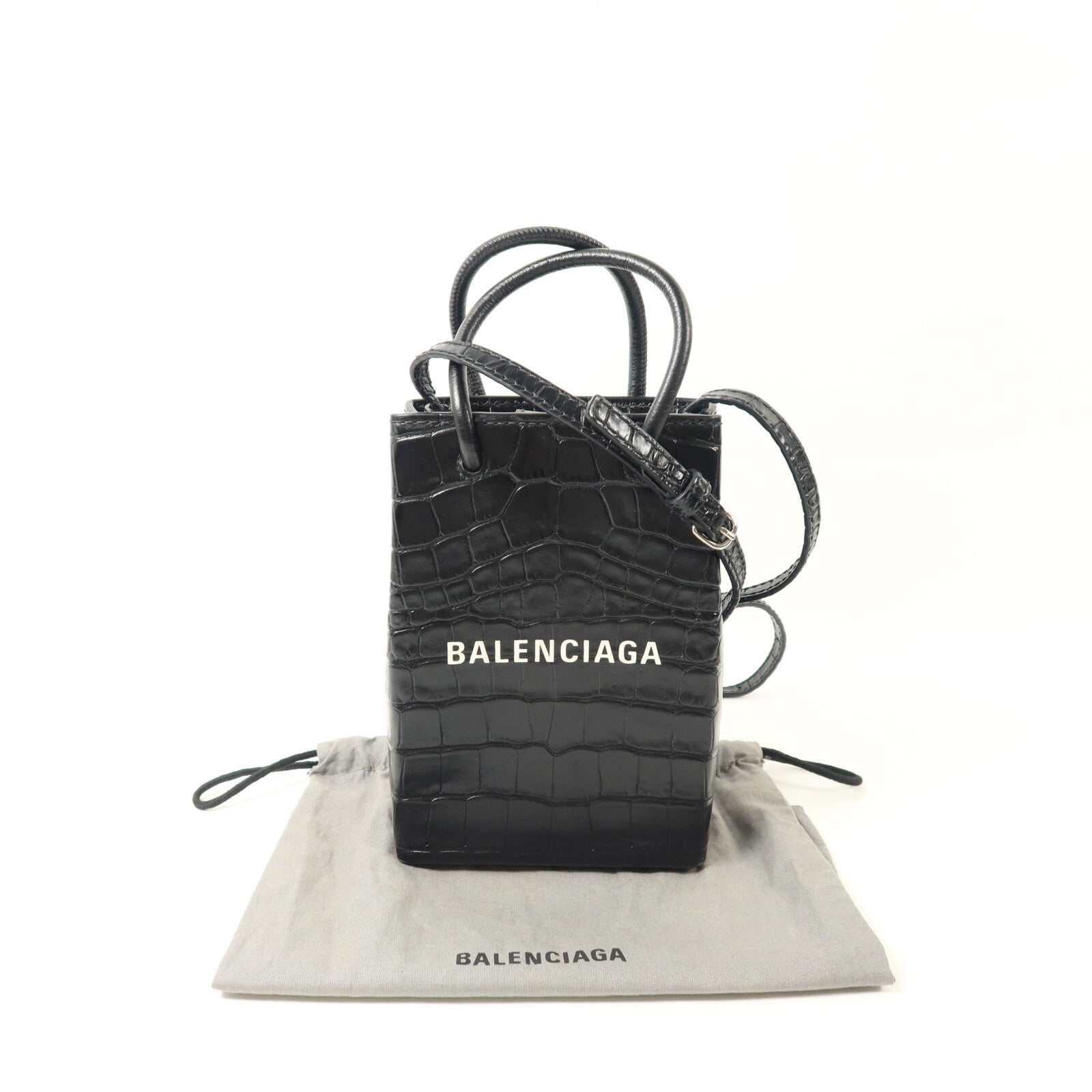 BALENCIAGA 牛皮皮革Mini Shopping Phone Holder Bag手挽肩背兩用袋