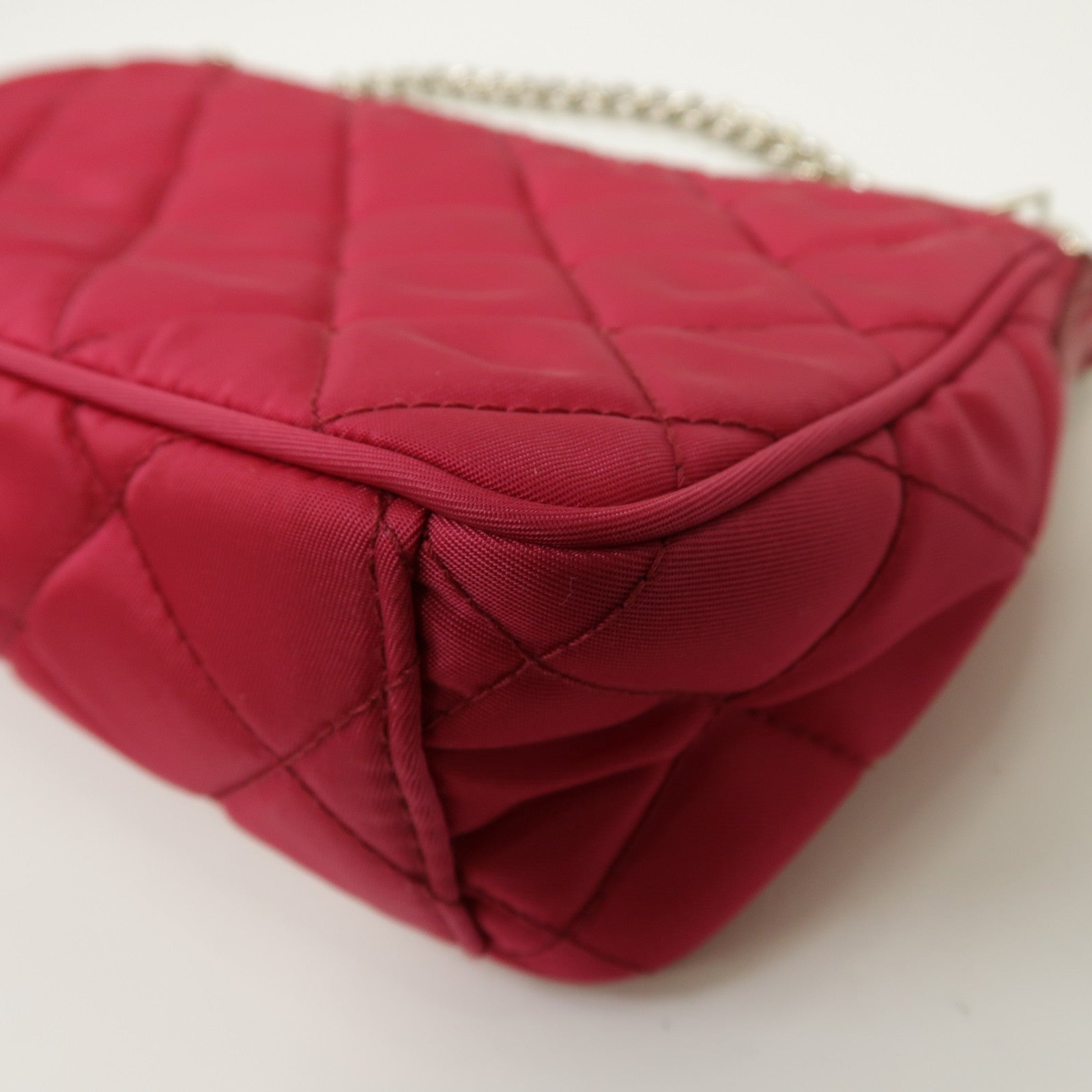 PRADA 尼龍Hand Bag銀扣手挽肩背兩用袋粉紅色