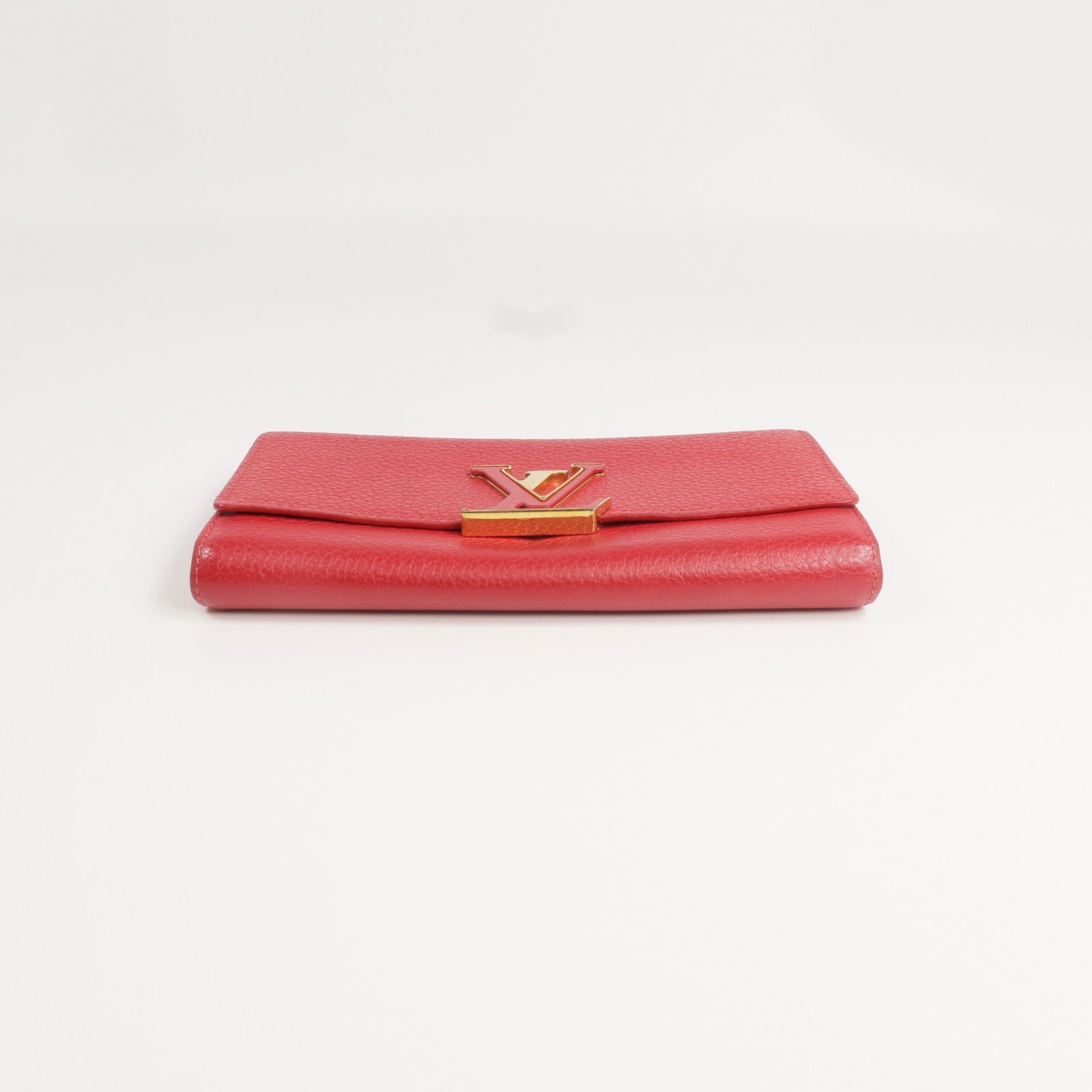 LOUIS VUITTON 牛皮皮革Portefeuille Capucines金扣長錢包