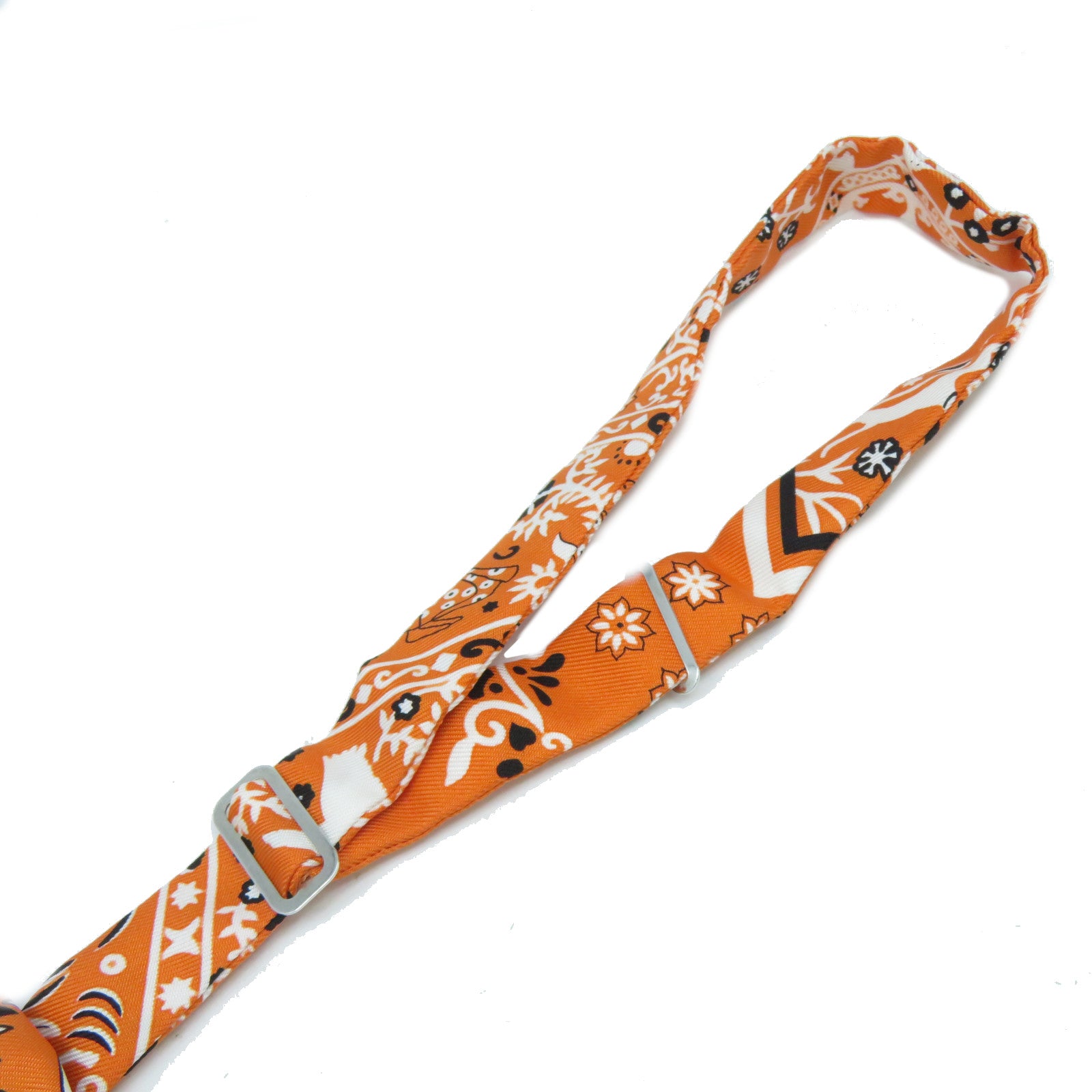 HERMES 【激減優惠】絲質Bowtie銀扣煲呔(蝶形領結)橙色/白色